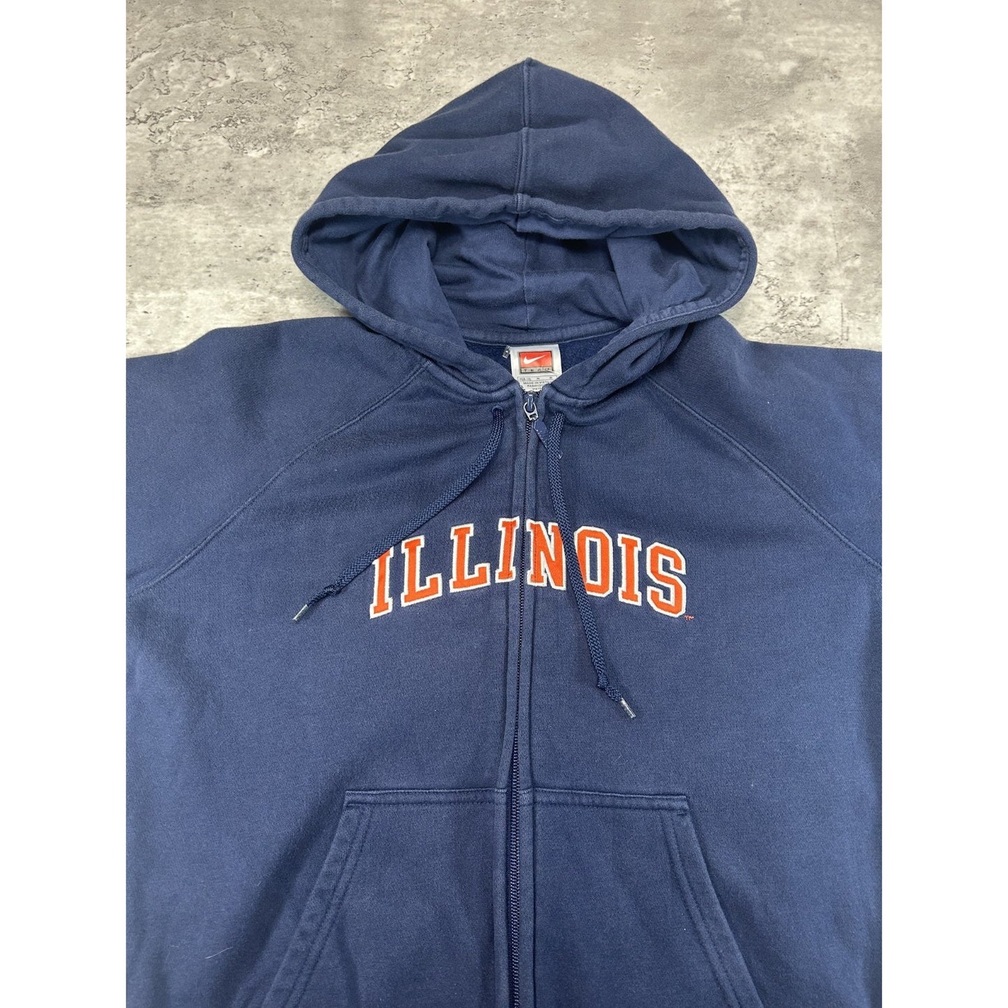 Vintage Illinois Illini NCAA Nike Full Zip Hooded Sweatshirt Sz YOUTH Medium