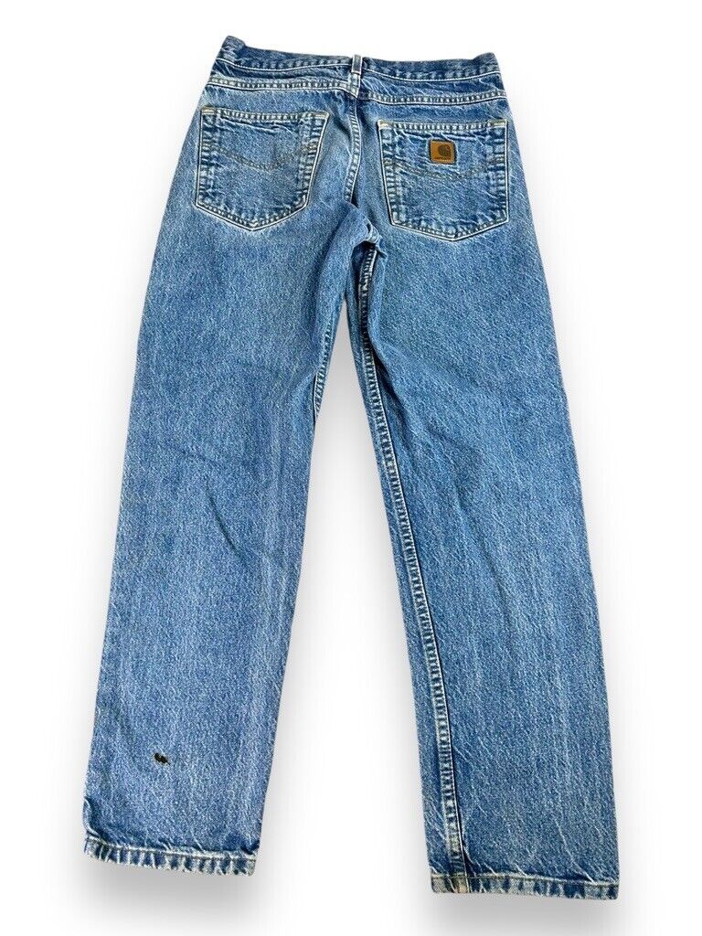 Vintage Carhartt Medium Wash Denim Work Wear Pants Size 30W Blue