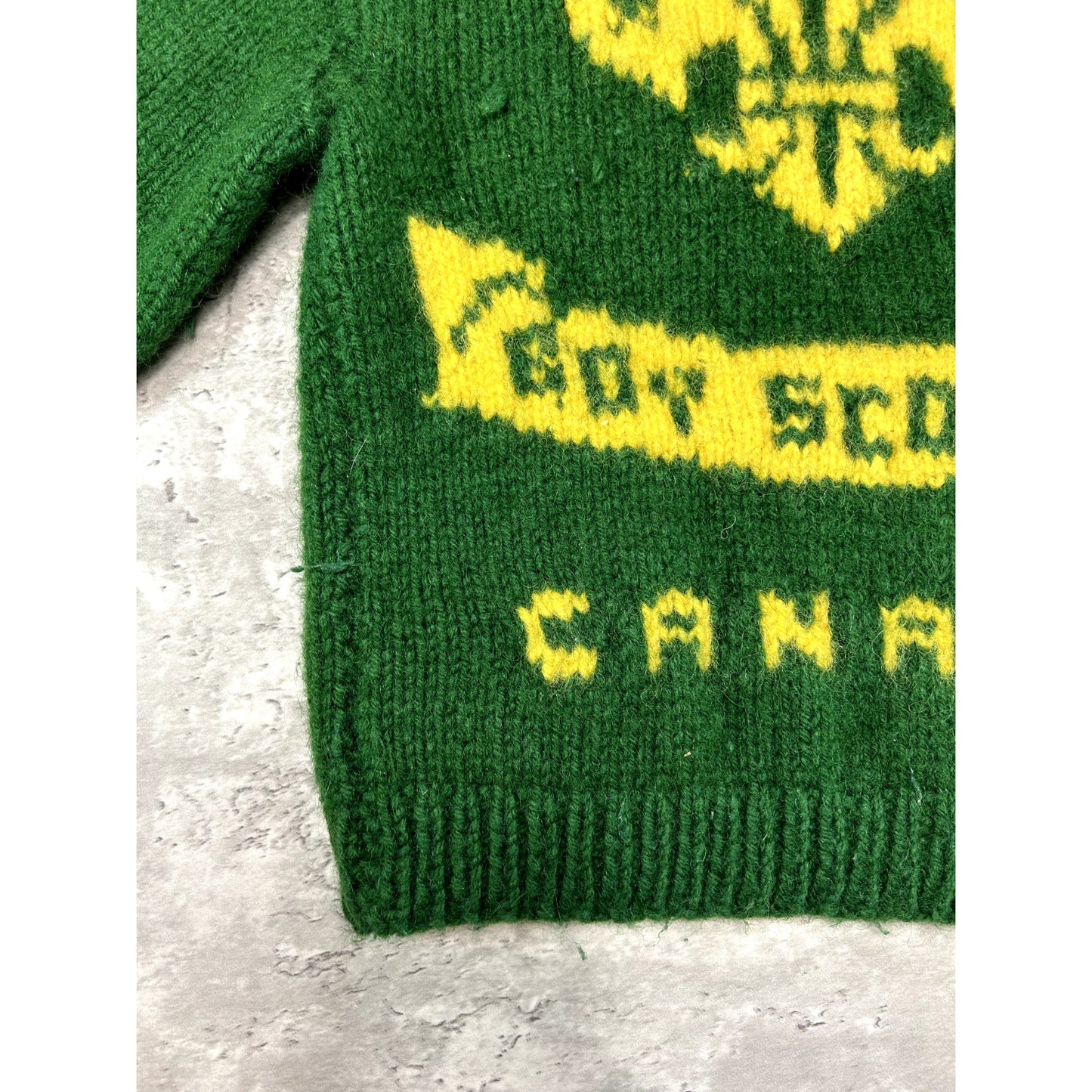 Vintage 70s/80s Boy Scouts Of Canada Full Zip Cowichan Knit Sweater Size S YOUTH