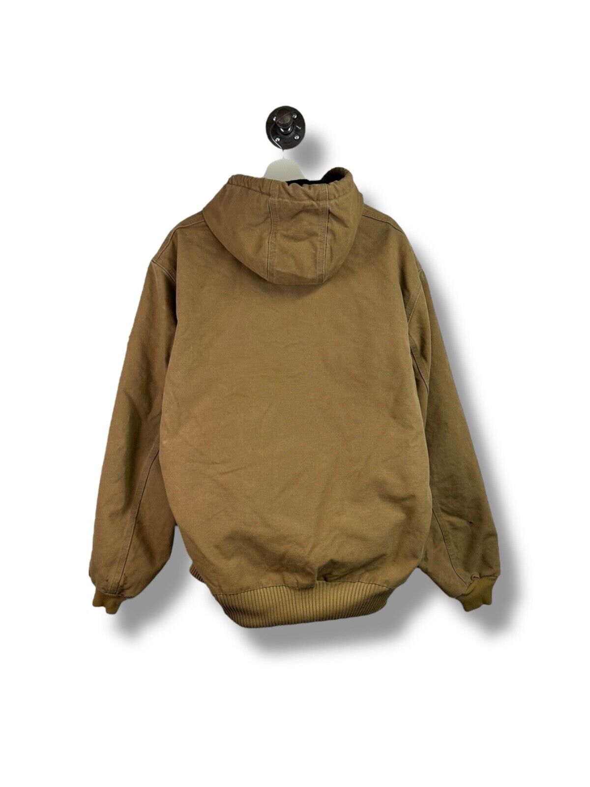 Vintage Carhartt Plaid Lined Canvas Workwear Hooded Bomber Jacket Size Large Tall