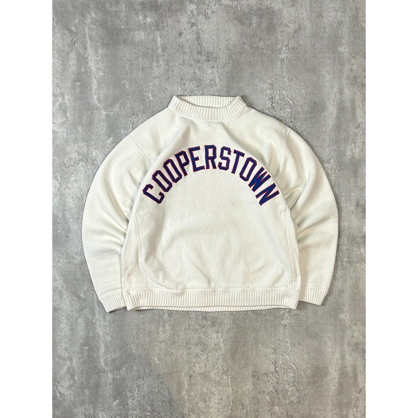 Vintage 90s Cooperstown Embroidered Arc Spellout Baseball Sweatshirt Size XL