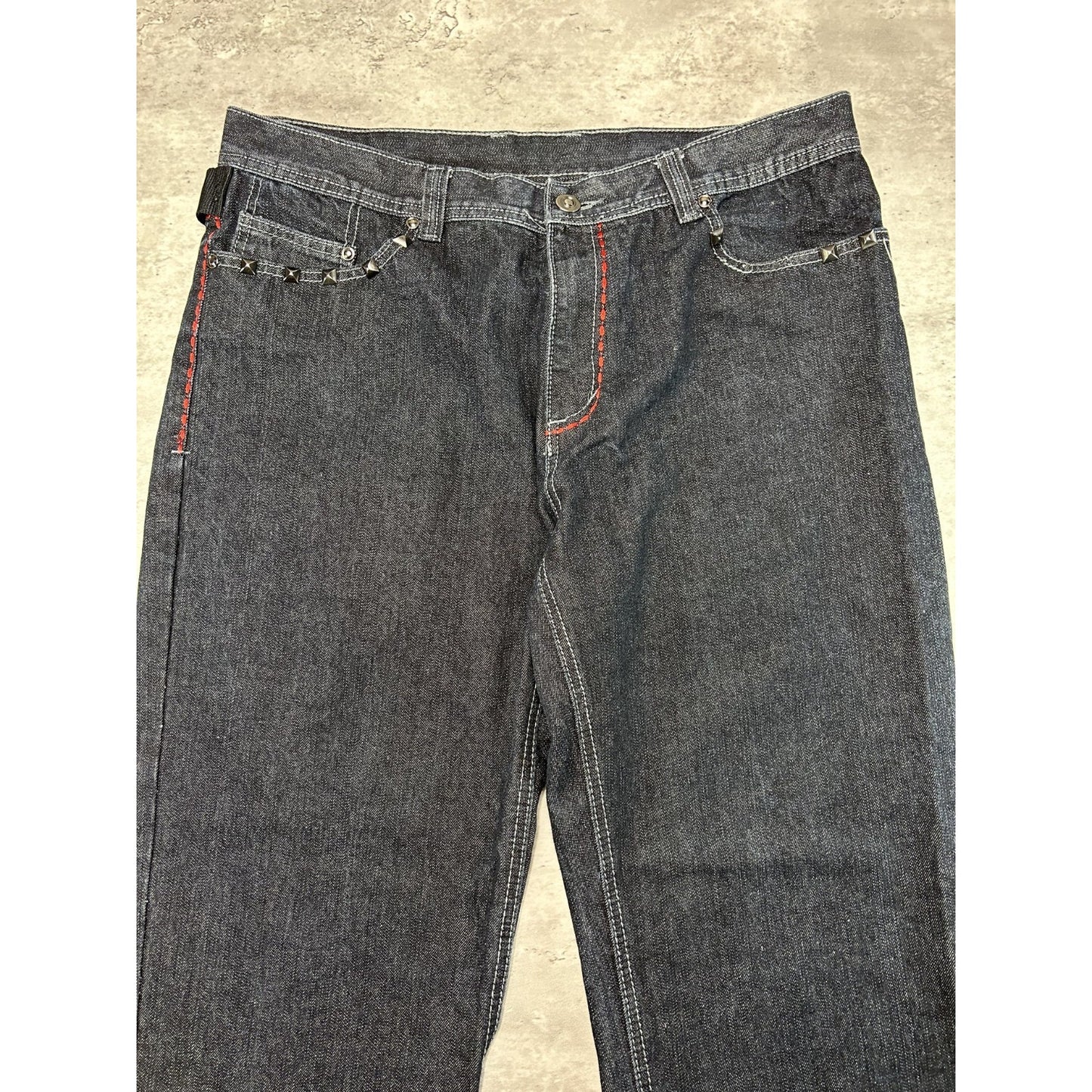 Vintage Y2K Akcess Embroidered Back Pocket Black Denim Pants Size 37