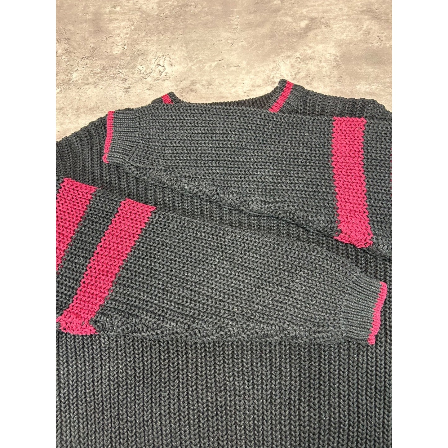 Vintage 90s Striped Sleeve Pullover Ribbed Knit Sweater Size Medium