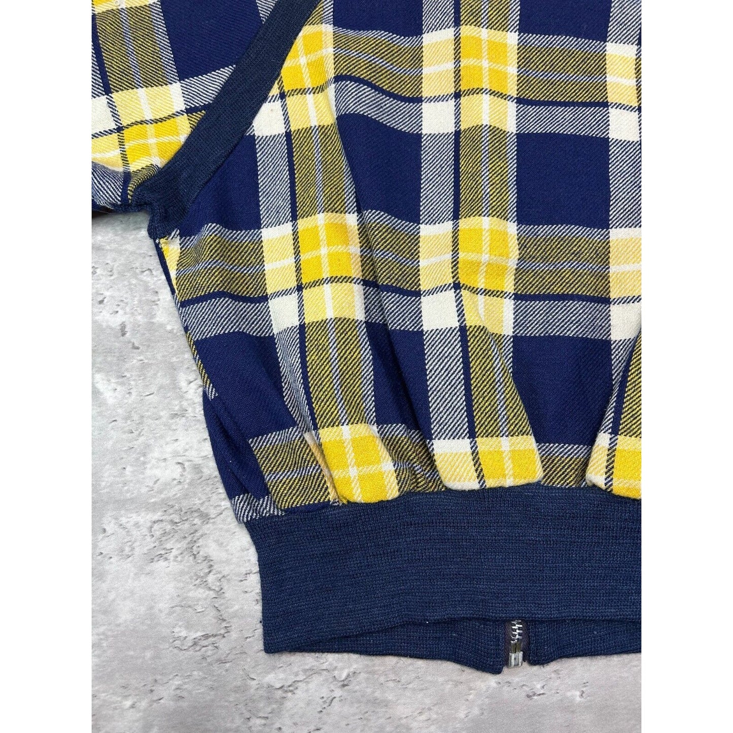1960s Plaid Print Checkered Full Zip Bomber Jacket Size Small