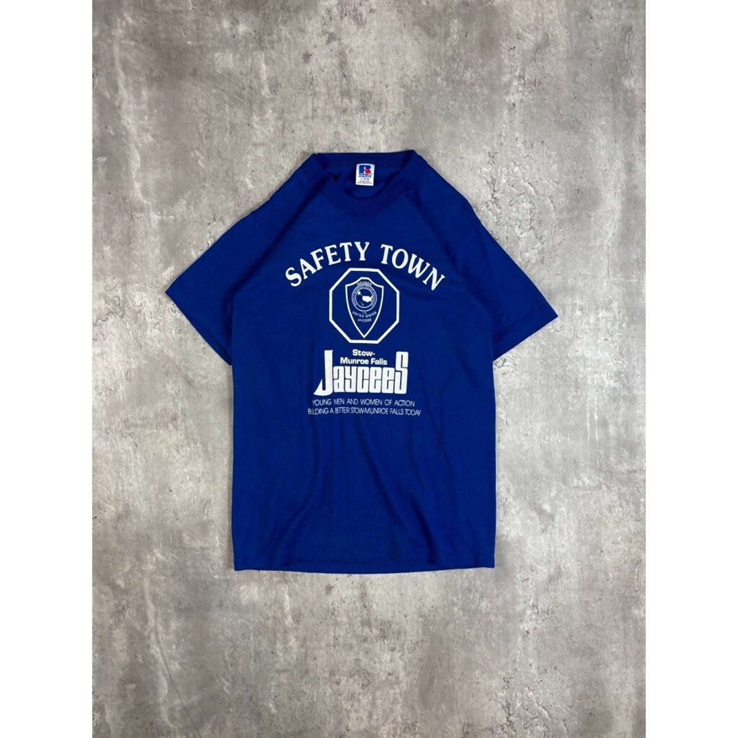 Vintage 1980s Jaycees Safety Town Destination Graphic T-Shirt Size Small Blue