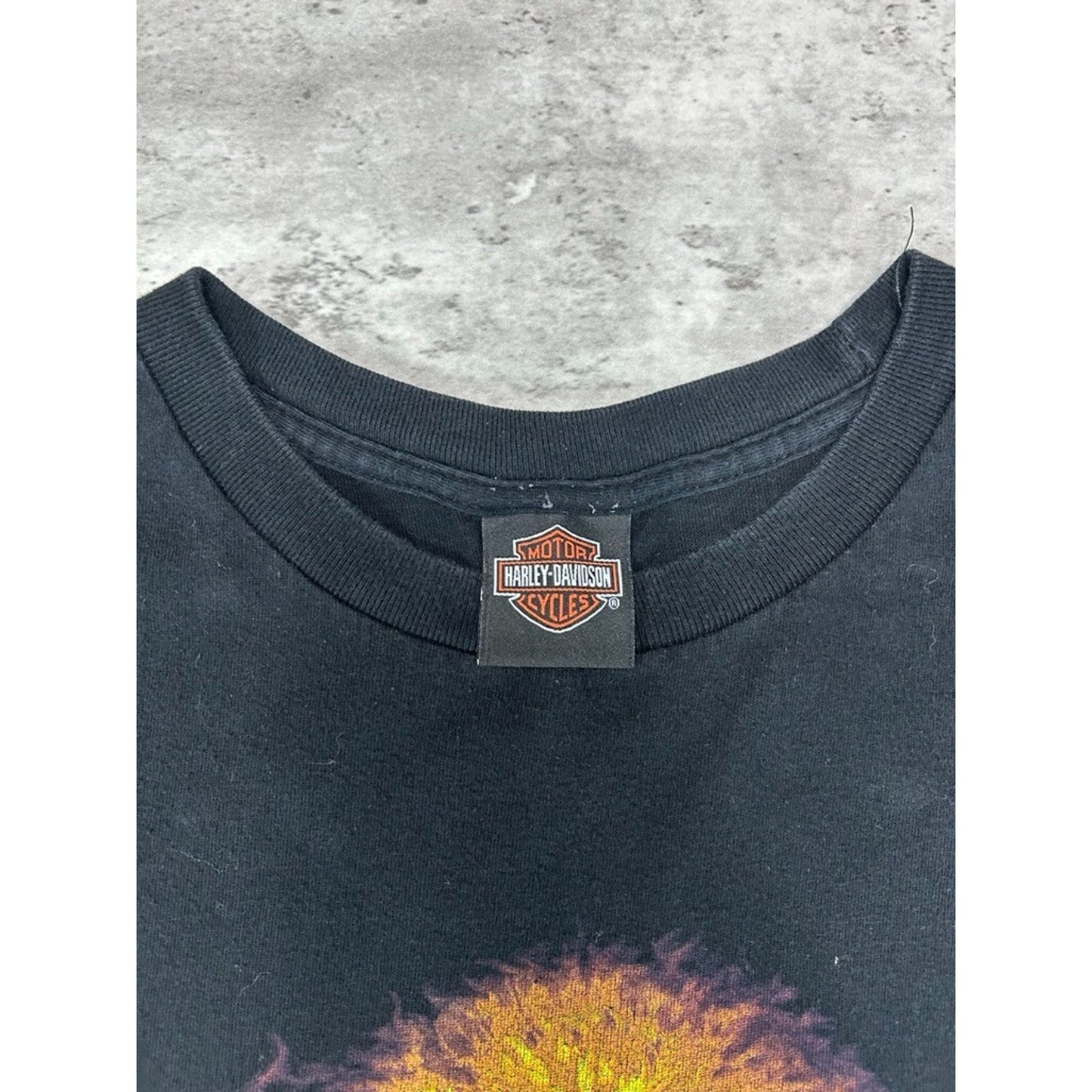 Harley Davidson Motorcycles Flaming Bald Eagle Graphic T-shirt Size XL Black