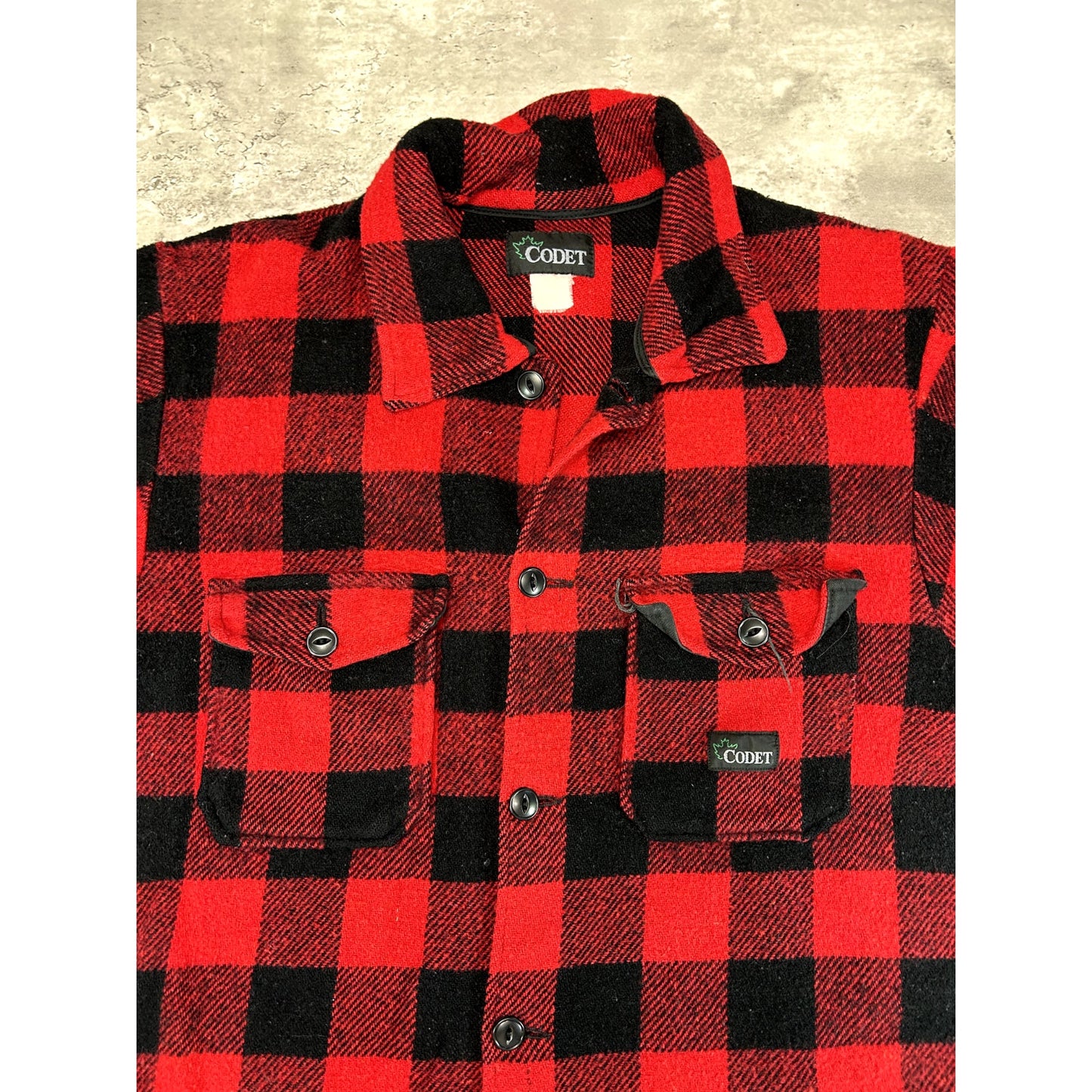 Vintage 80s/90s Codet Buffalo Plaid Heavy Flannel Jacket Size XL