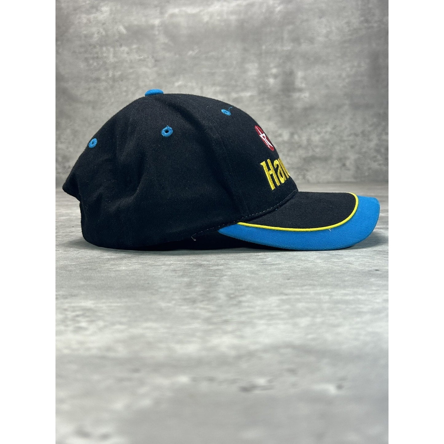 Vintage 90s Havoline Racing Embroidered Spellout Strapback Hat OSFA Black