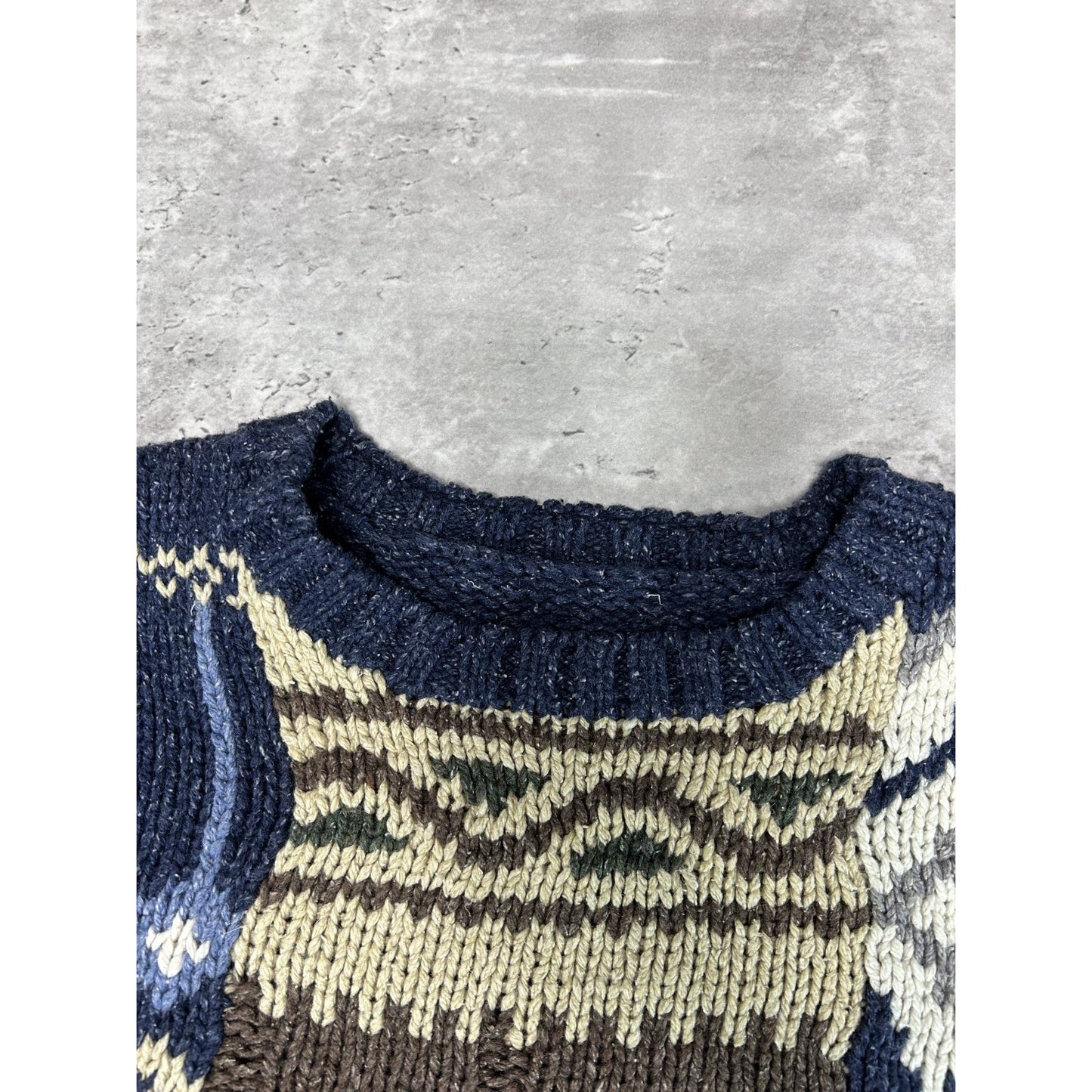 Vintage 90s American Flag Abstract Print Pullover Knit Sweater Size Large