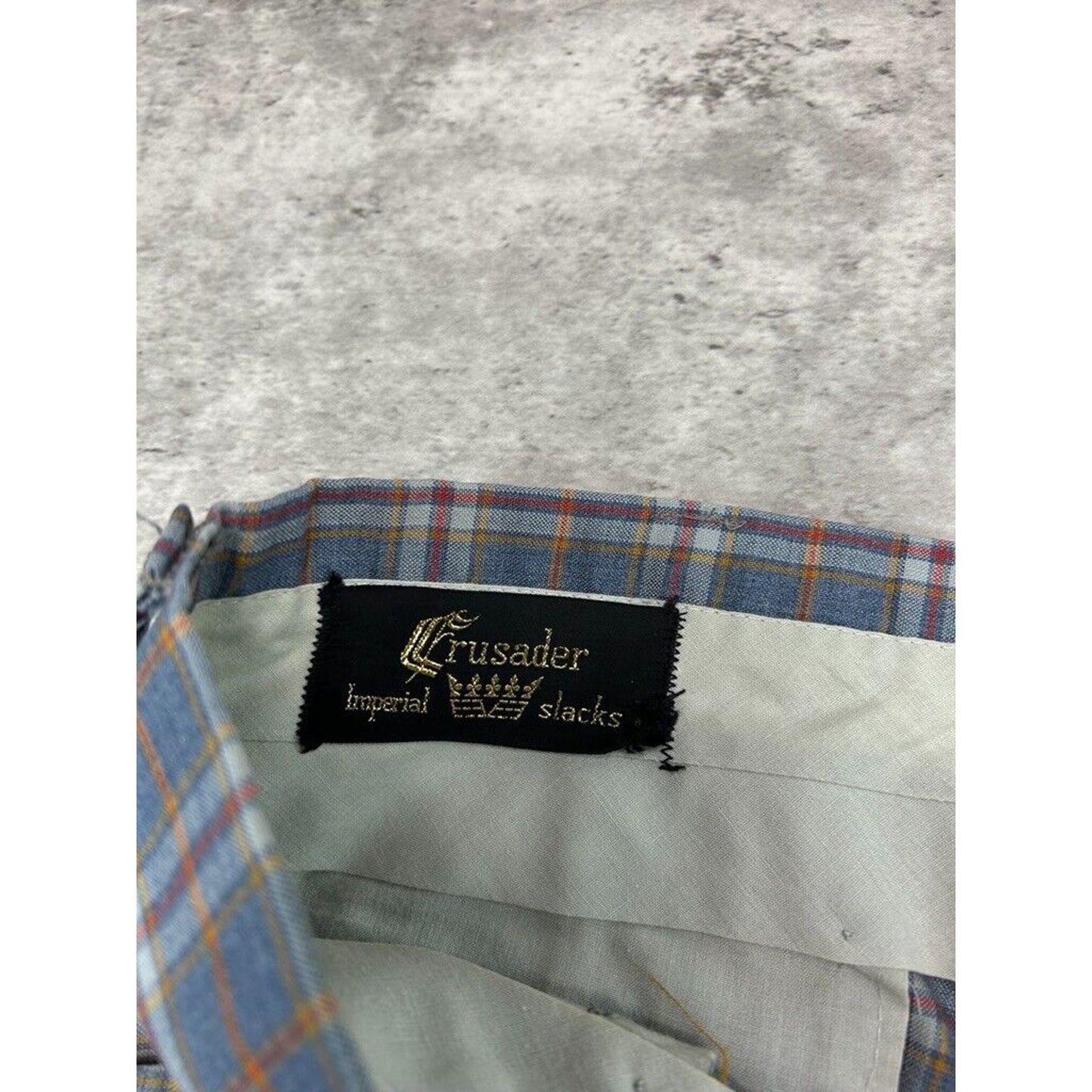 Vintage 1970s Crusaders Checkered Plaid Print Trouser Style Pants Size 34