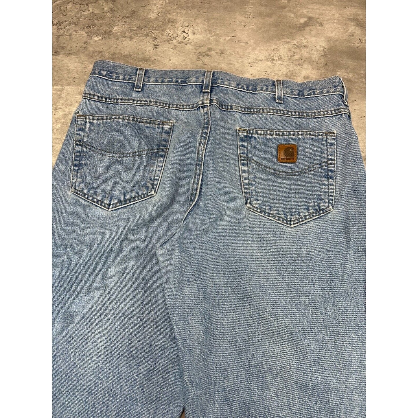 Vintage Carhartt Relaxed Fit Light Wash Denim Workwear Pants Size 37