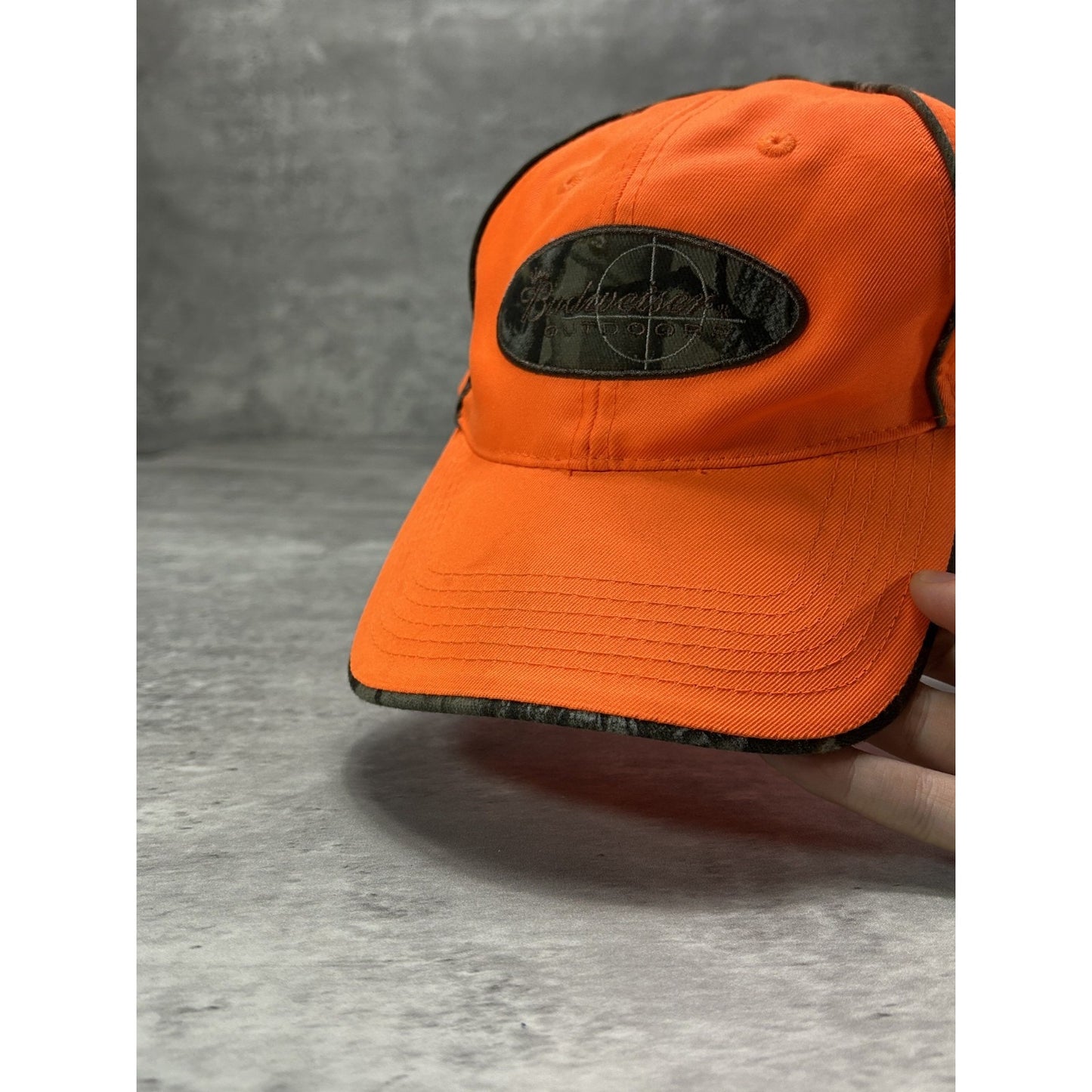 Vintage Budweiser Outdoors Tree Camo Hunting Beer Promo Strapback Hat OSFA