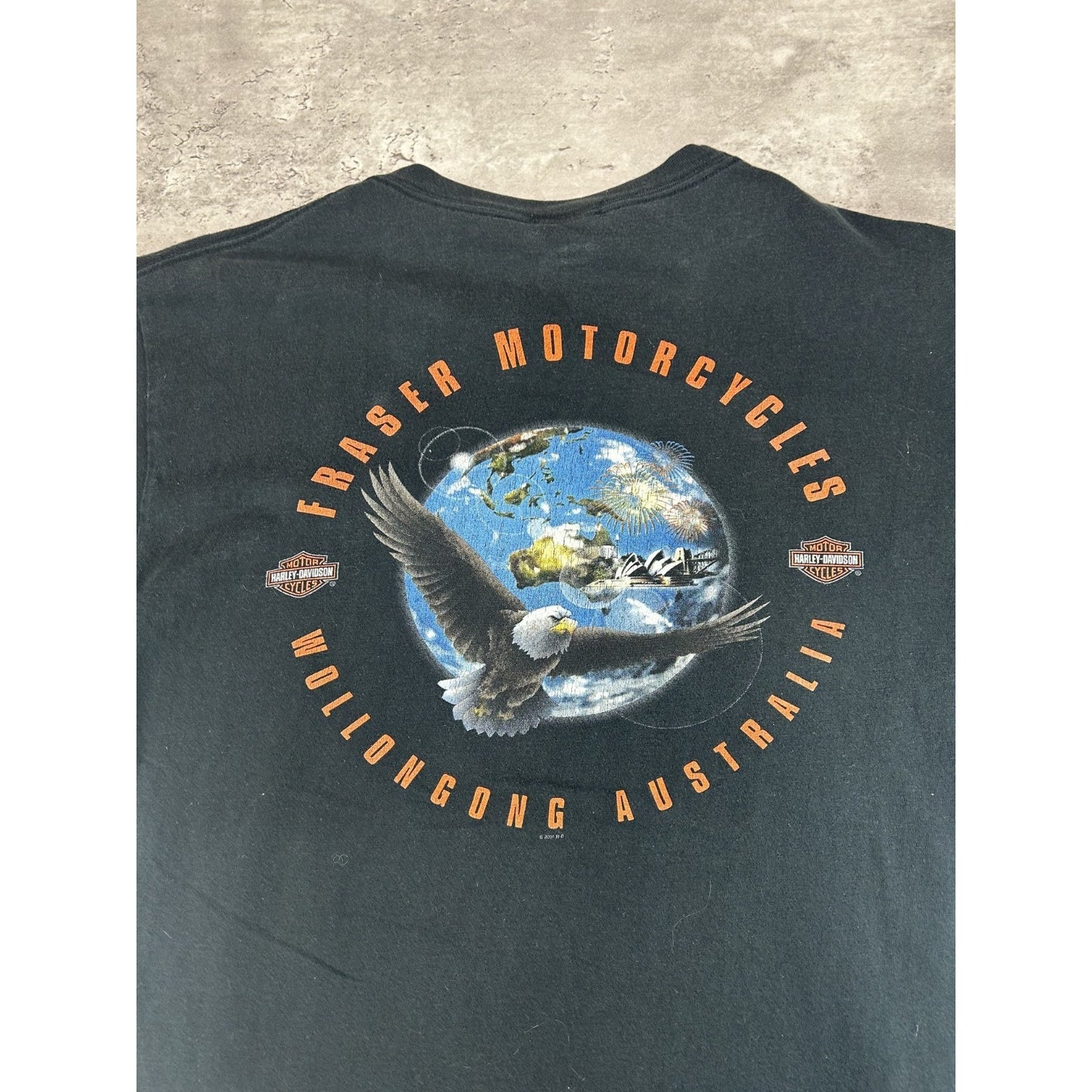 Vintage 2001 Harley Davidson Australia Kangaroo Motorcycle Graphic T-Shirt Sz L