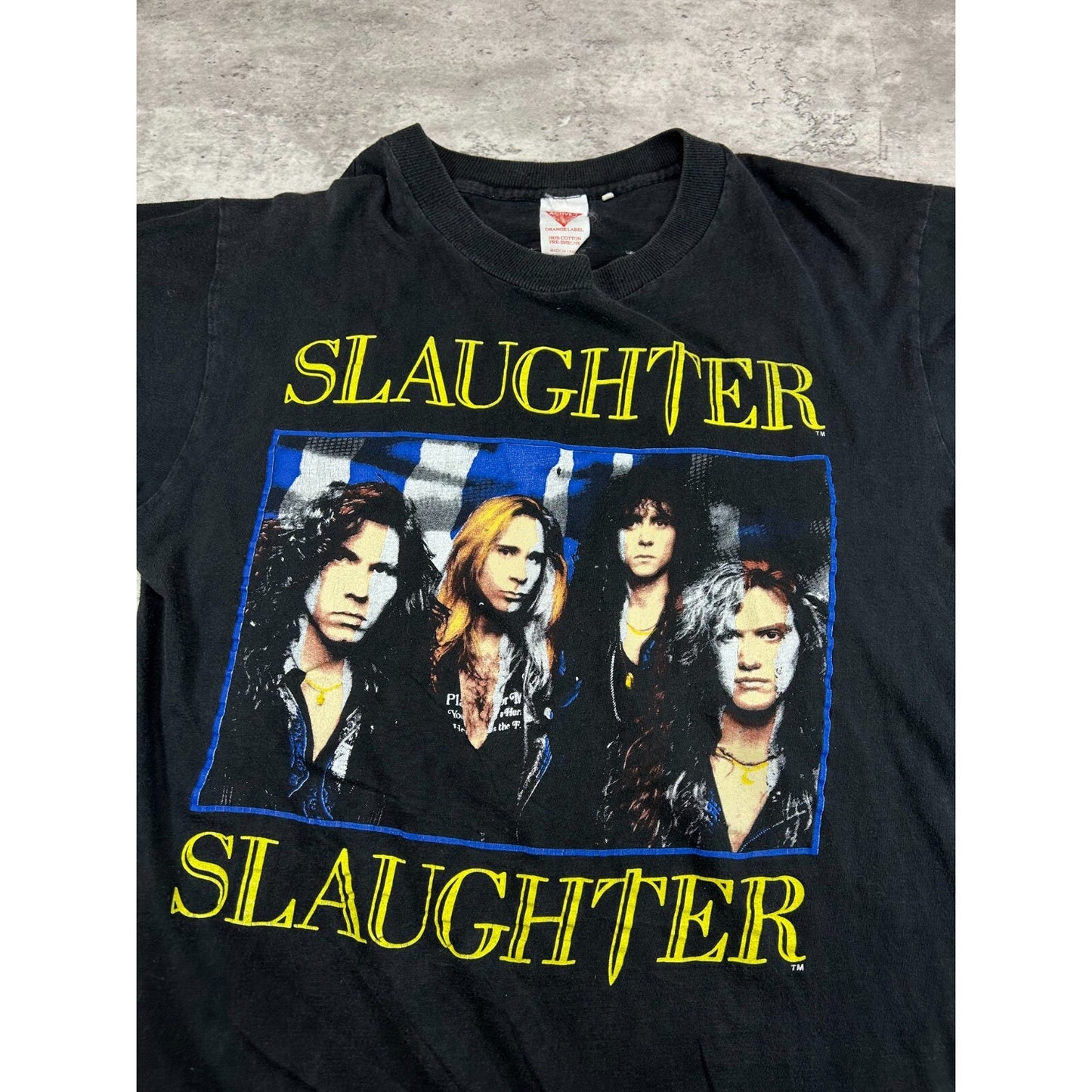 Vintage 1990 Slaughter Stick It To Ya Tour Rock Music Band T-Shirt Size Large