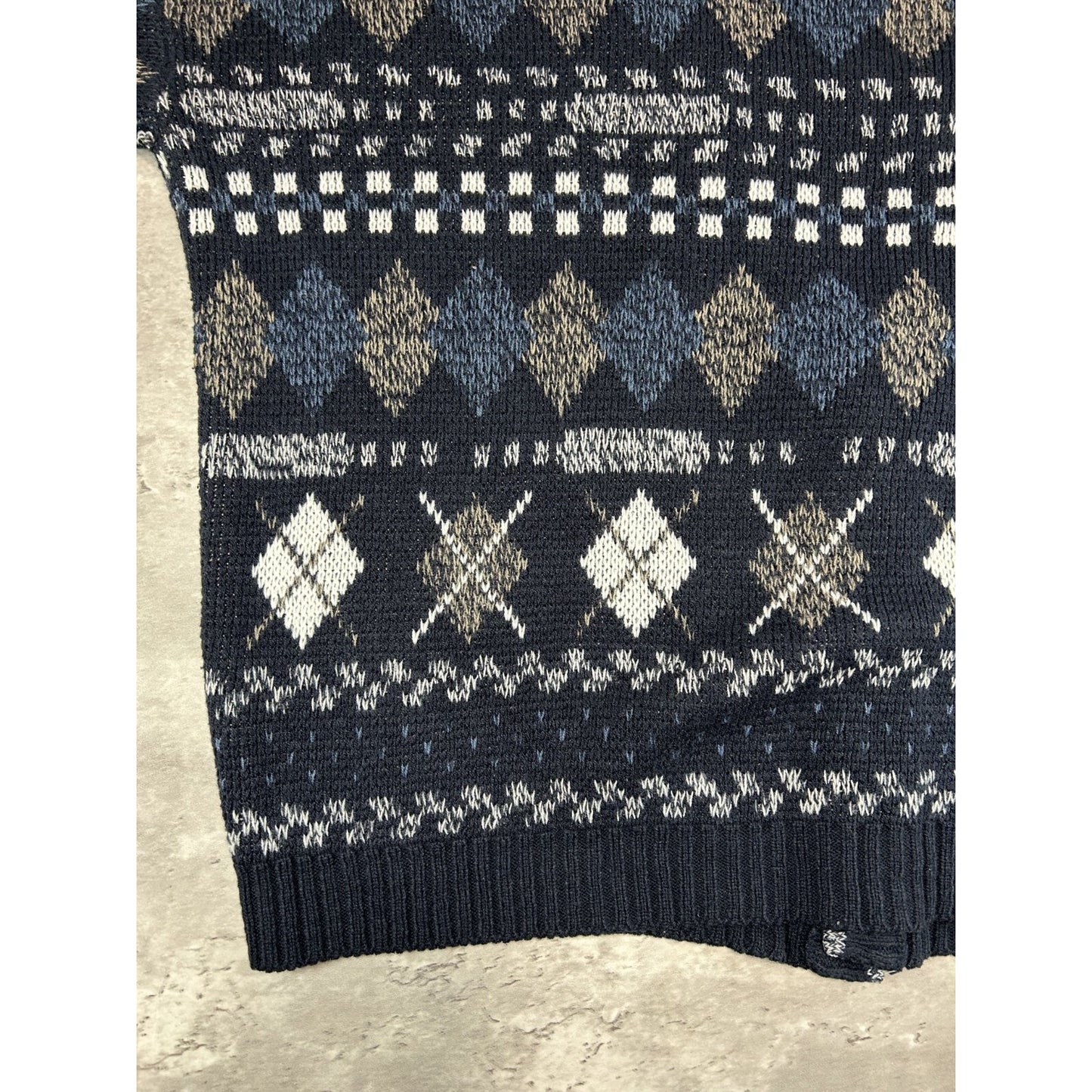 Vintage City Streets Abstract Print Cardigan Knit Sweater Size XL