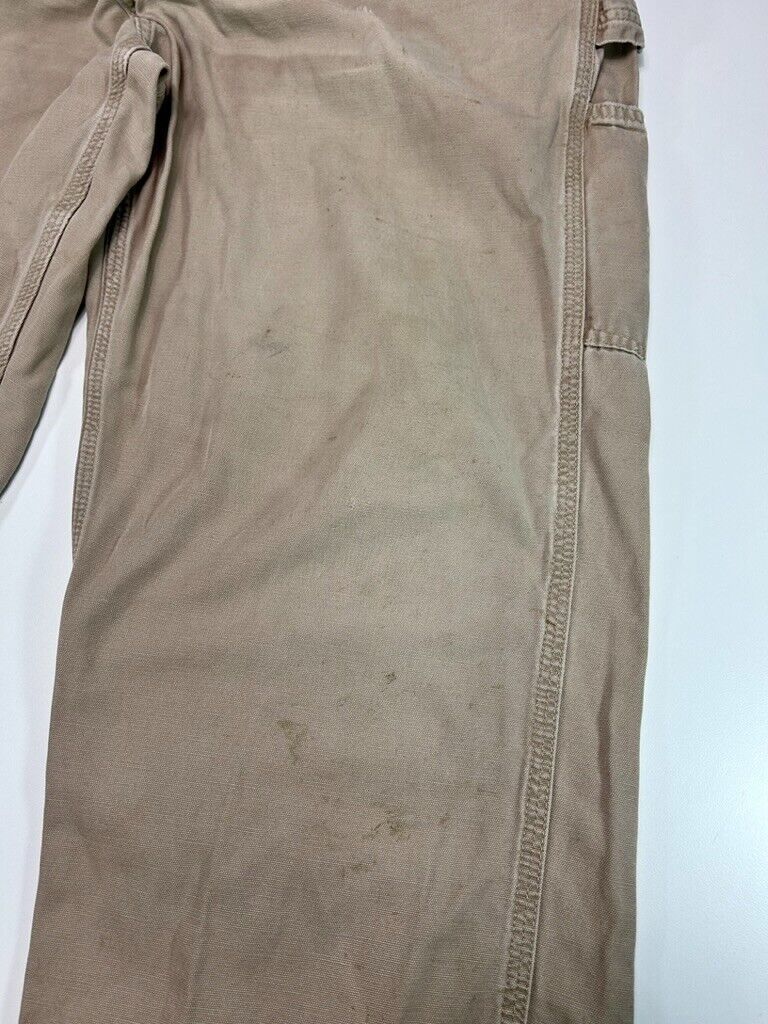 Carhartt Loose Fit Canvas Workwear Carpenter Pants Size 37 Beige