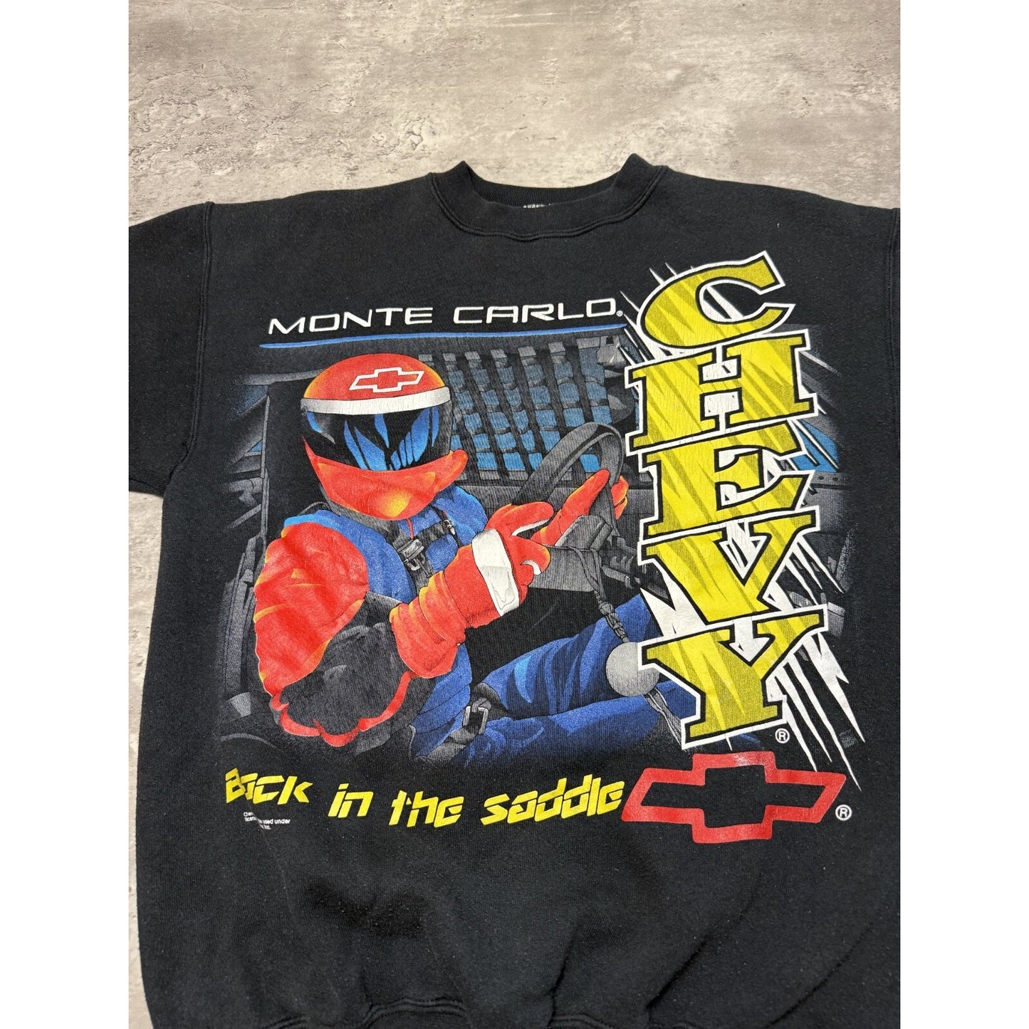 Vintage 90s Chevy Monte Carlo NASCAR Back In The Saddle Sweatshirt Size Medium
