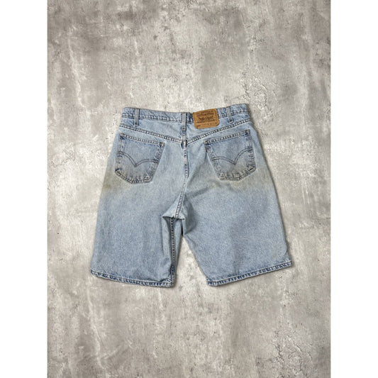 Vintage 90s Levis 550 Orange Tab Light Wash Denim Shorts Size 33