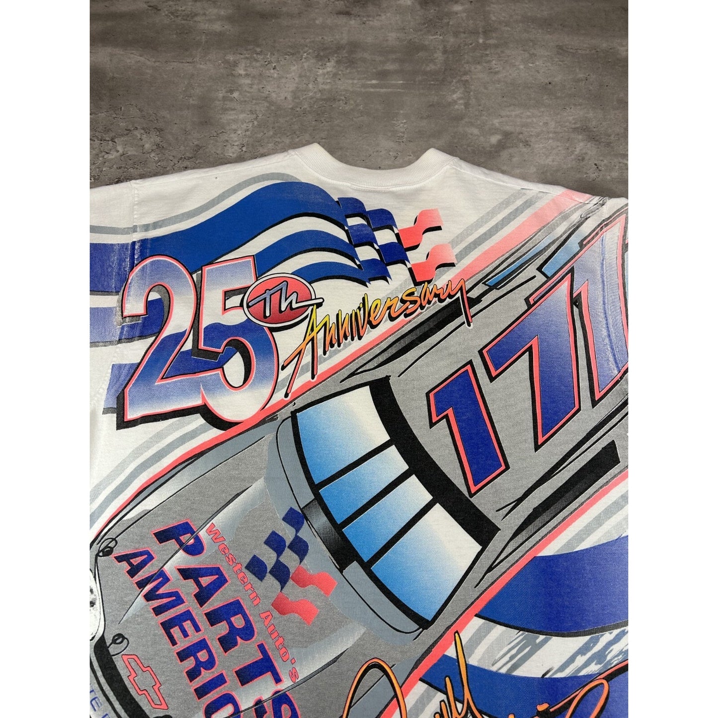 Vintage 1997 Darrel Waltrip #17 25th Anniversary Big Graphic T-Shirt Size Large