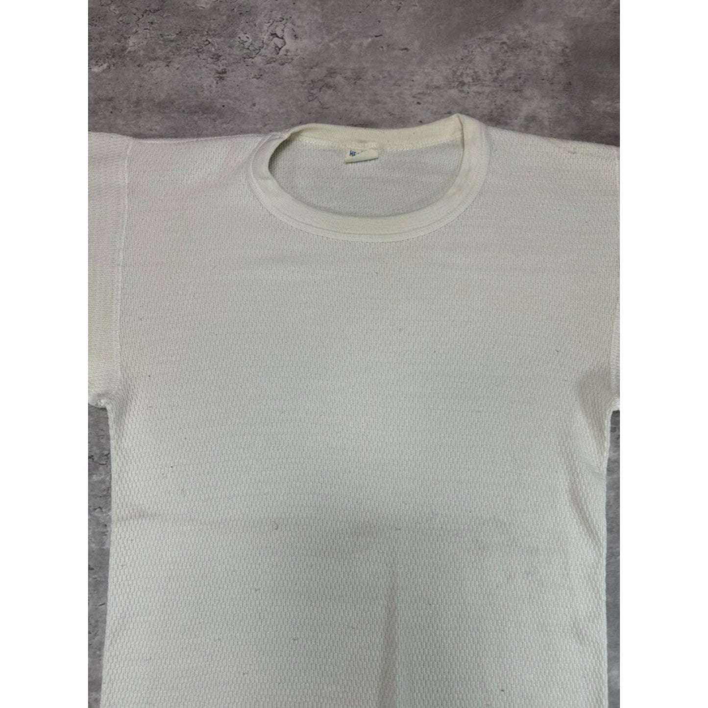 Vintage 1970s Heat Lok Thermal Print Long Sleeve T-Shirt Size Large Beige