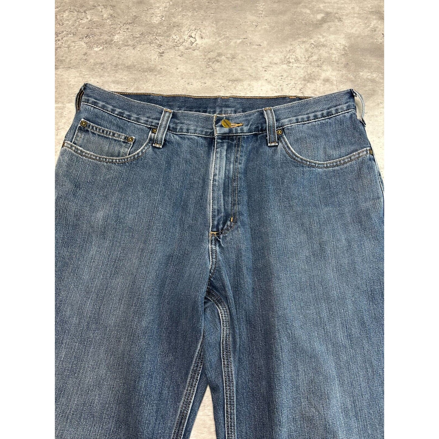 Carhartt Relaxed Fit Dark Wash Denim Workwear Pants Size 36