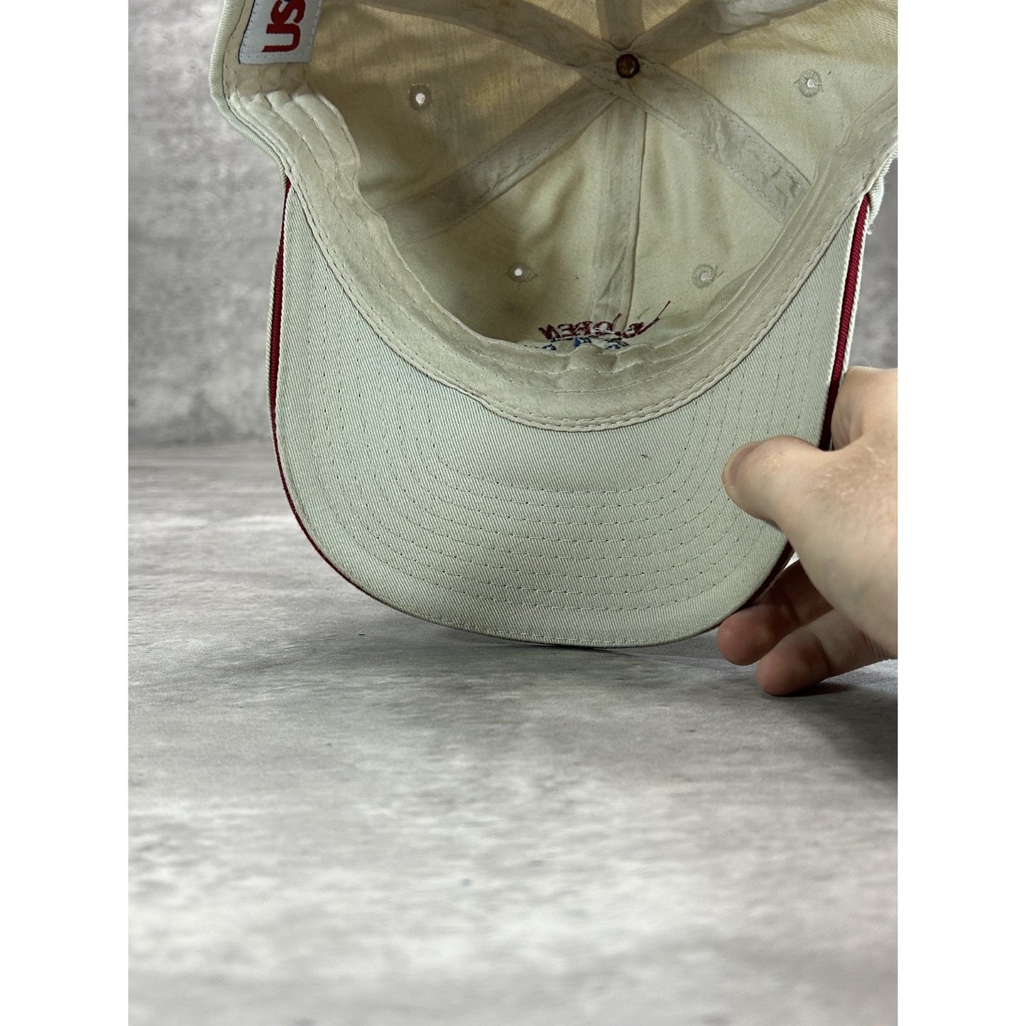 US Open Bethpage Embroidered Spellout Golf Strapback Hat OSFA Beige