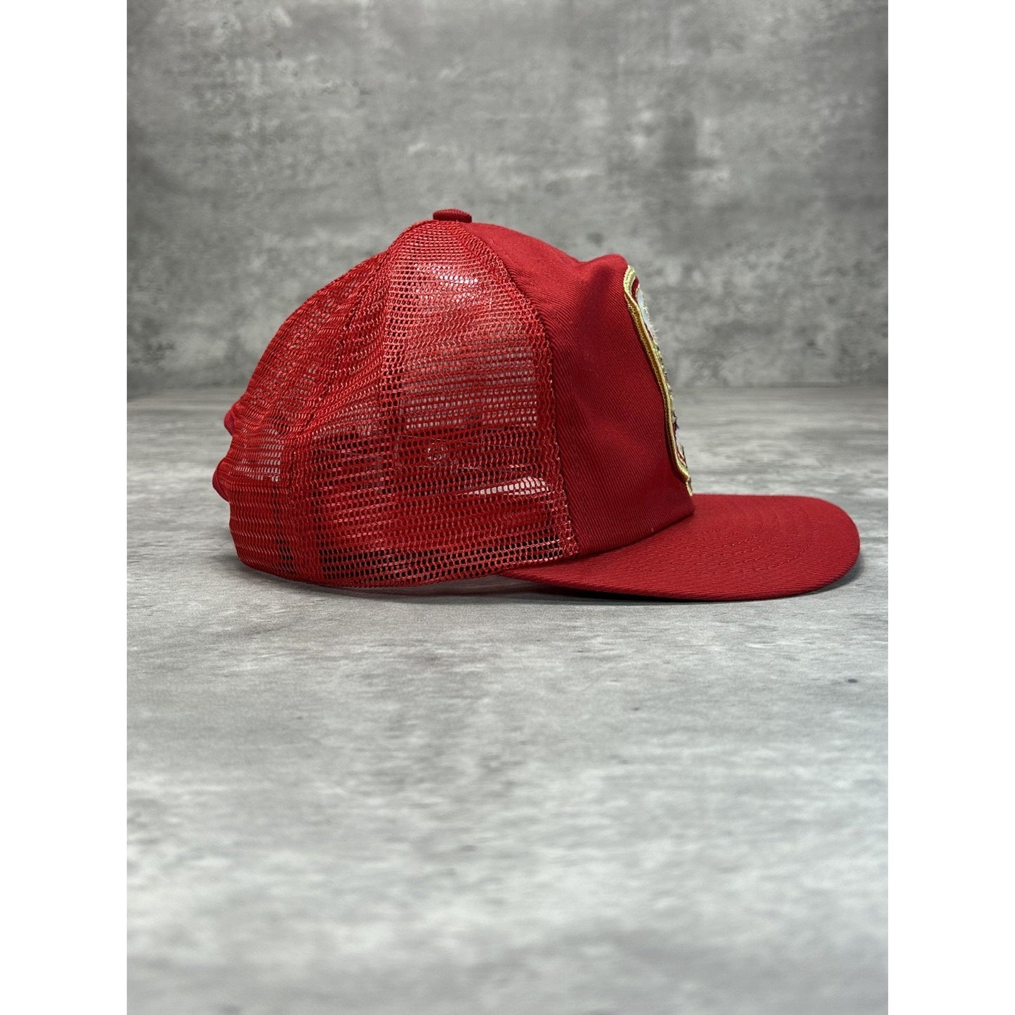 Vintage 80s LA Anheuser Busch Embroidered Patch Trucker Snapback Hat OSFA Red