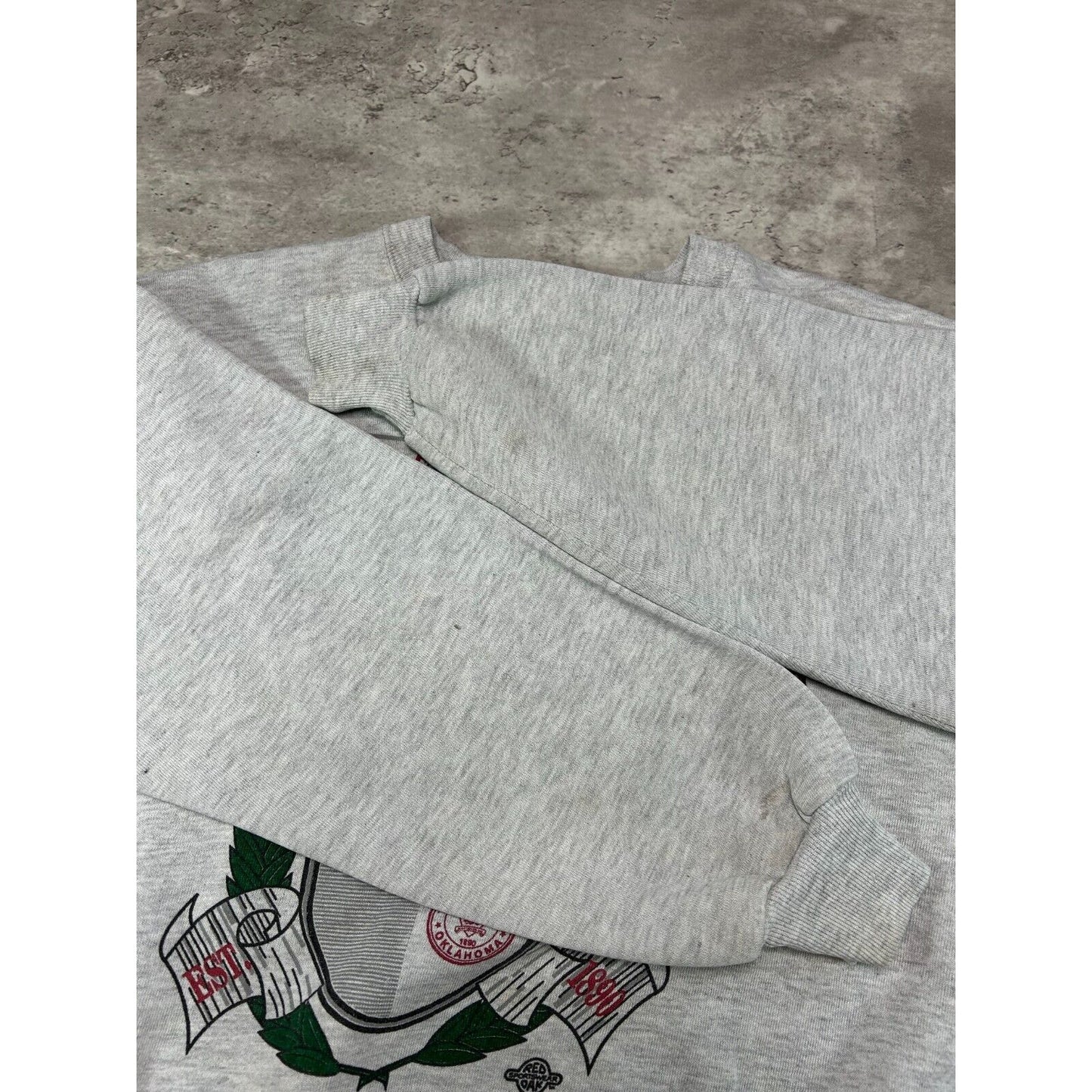Vintage 90s Oklahoma Sooners NCAA Collegiate Crest Sweatshirt Size XL Gray