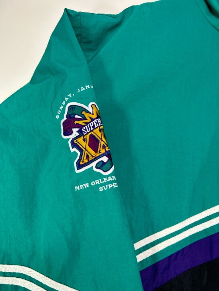Vintage 1997 Super Bowl XXXI Full Zip Nylon Windbreaker Jacket Size XL