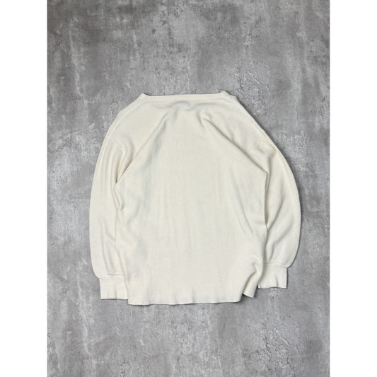 60s/70s K-Mart Thermal Waffle Print Long Sleeve Shirt Size XL White