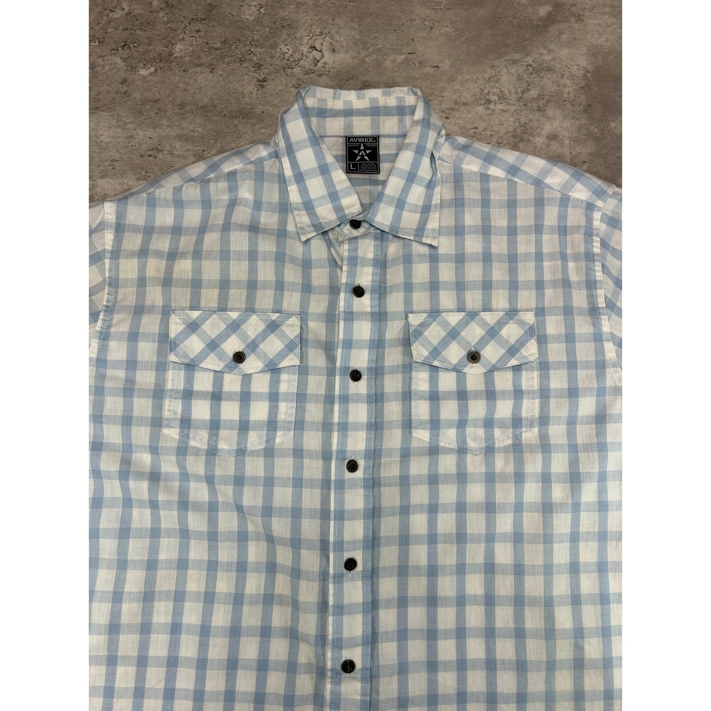Vintage Y2K Avirex Plaid Short Sleeve Reworked Cropped Button Up Shirt Sz Large