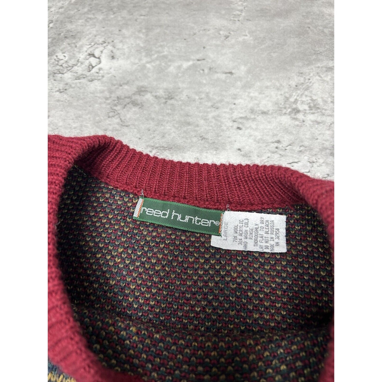 Vintage 90s Reed Hunter Plaid Print Ribbed Pullover Knit Sweater Size Large