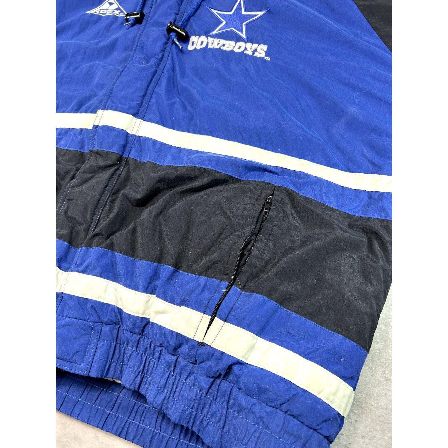Vintage 90s Dallas Cowboys NFL Shoulder Patches Insulated Jacket Size XL Blue