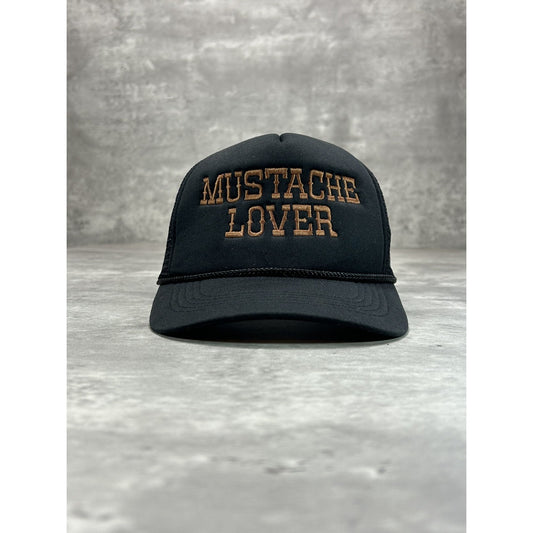 Vintage 90s Mustache Lover Embroidered Spellout Trucker Snapback Hat OSFA