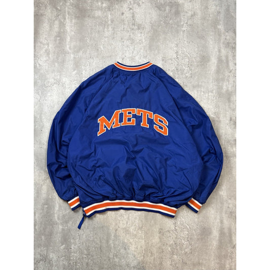 Vintage 90s New York Mets MLB Embroidered 1/4 Button Nylon Starter Jacket Sz 2XL