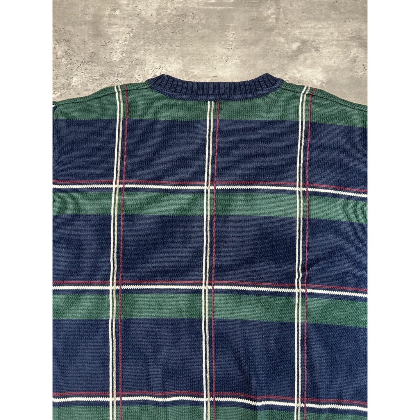 Vintage 90s Dockers Plaid Print Pullover Ribbed Knit Sweater Size XL