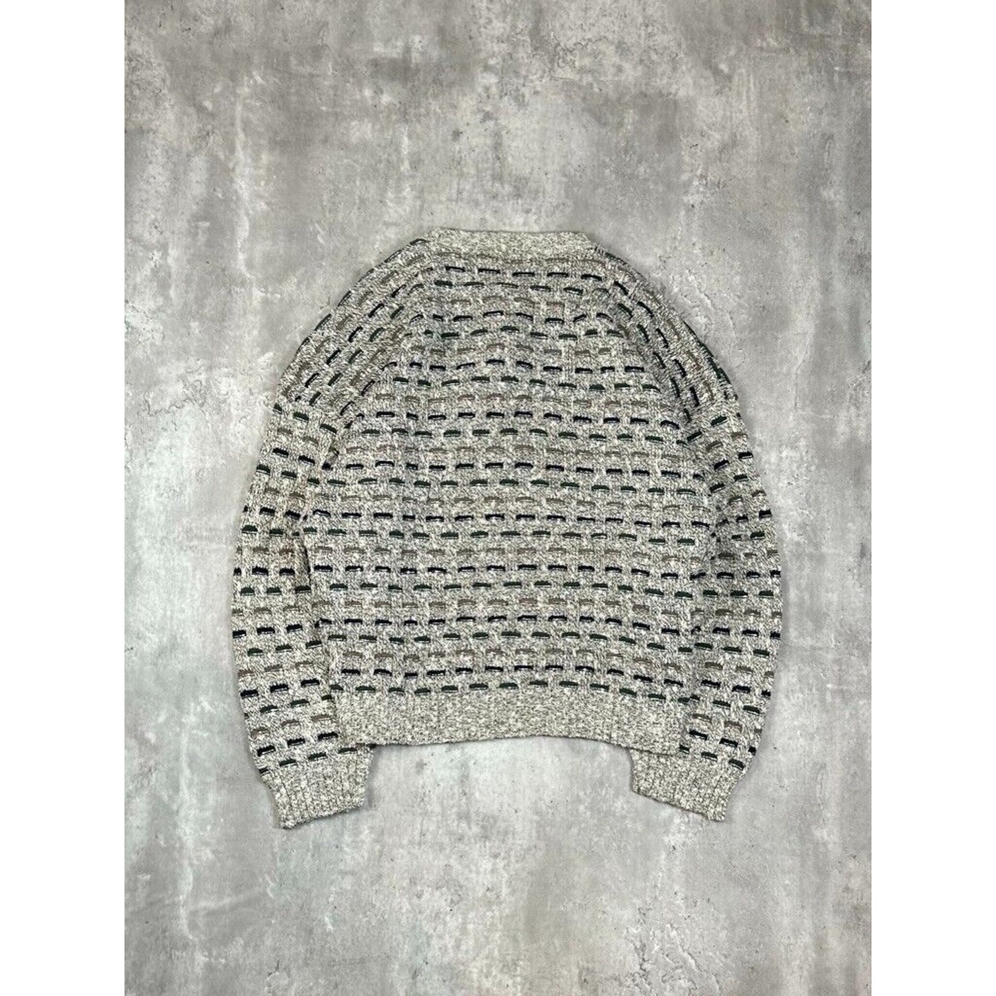 Vintage Timber Trail Abstract Print 1/4 Pull Over Ribbed Knit Sweater Size XL