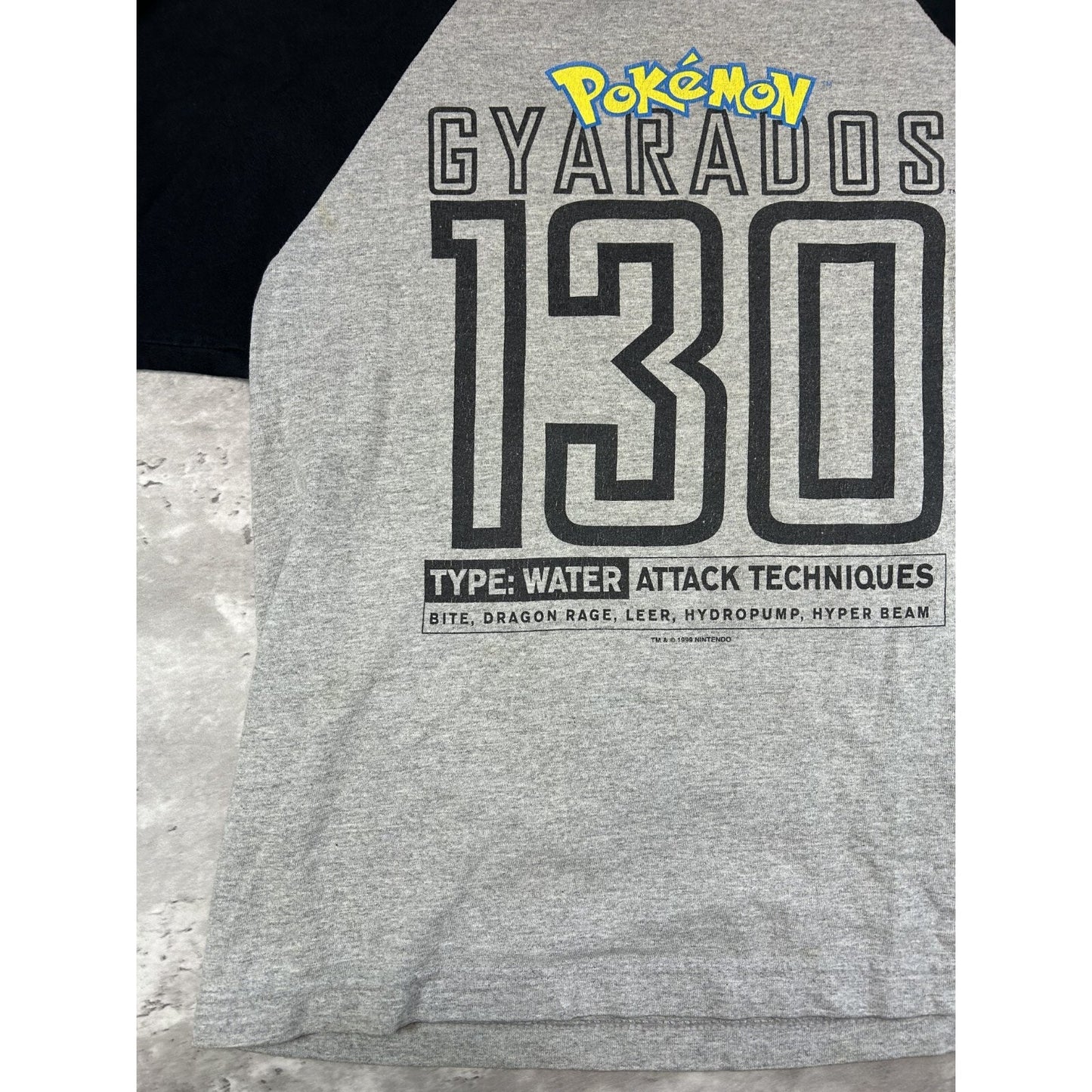 Vintage 1999 Pokemon Gyrados Video Game Promo 3/4 Sleeve T-Shirt Sz YOUTH Large