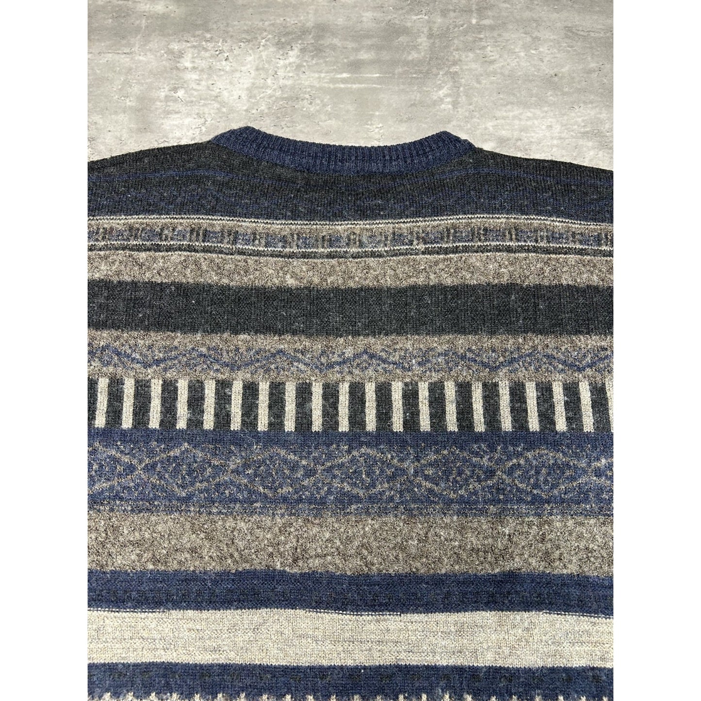 Vintage 90s Abstract Striped Pullover Ribbed Knit Sweater Size 2XL