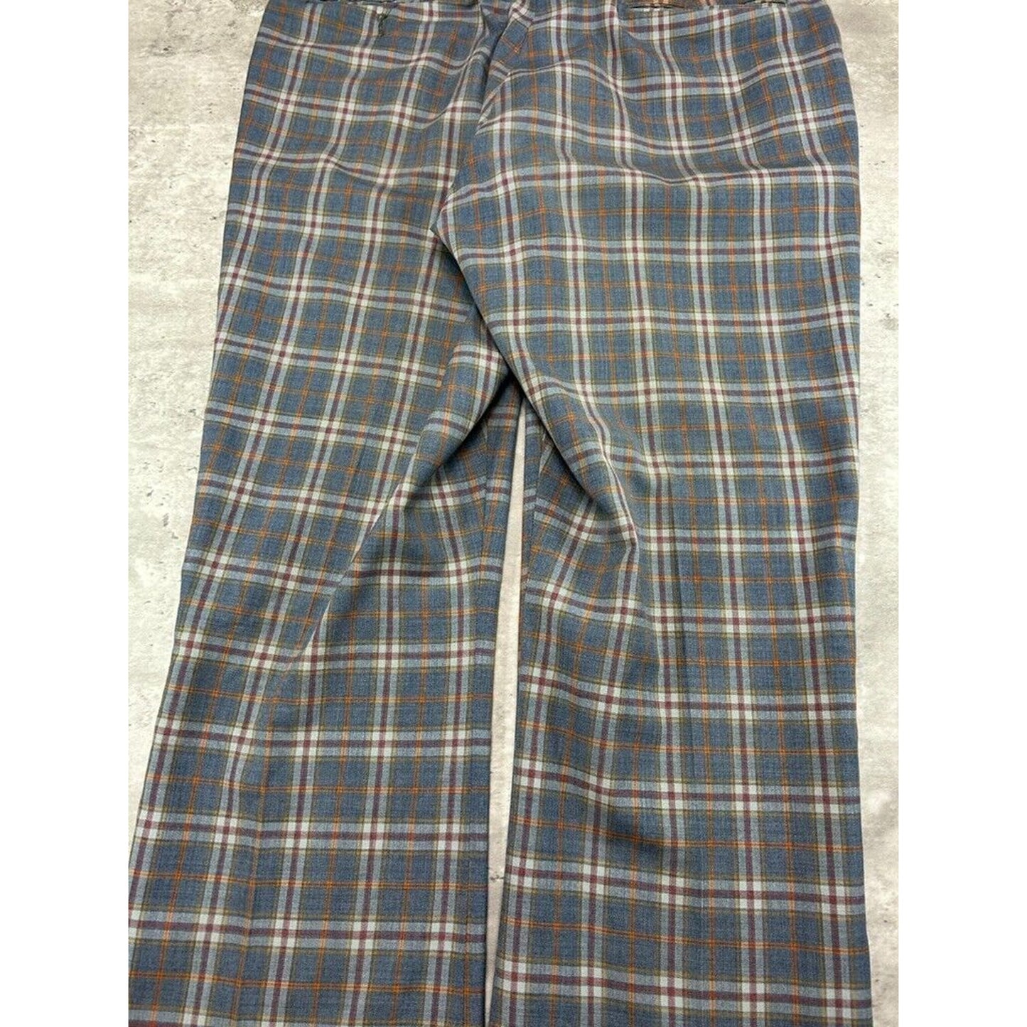 Vintage 1970s Crusaders Checkered Plaid Print Trouser Style Pants Size 34