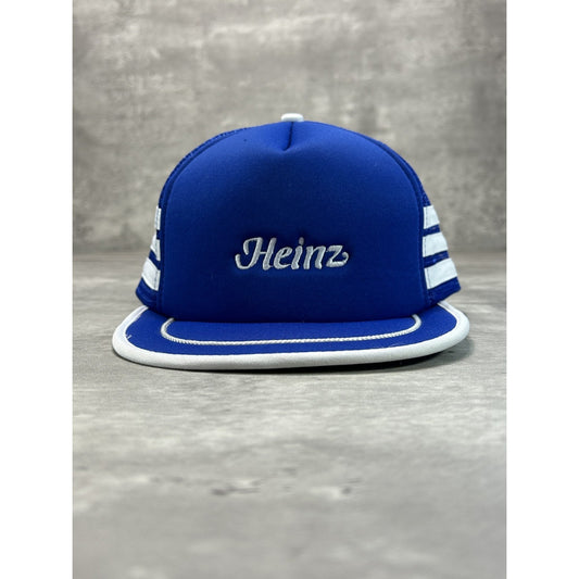 Vintage 80s Heinz Embroidered Spellout Three Stripe Trucker Snapback Hat OSFA
