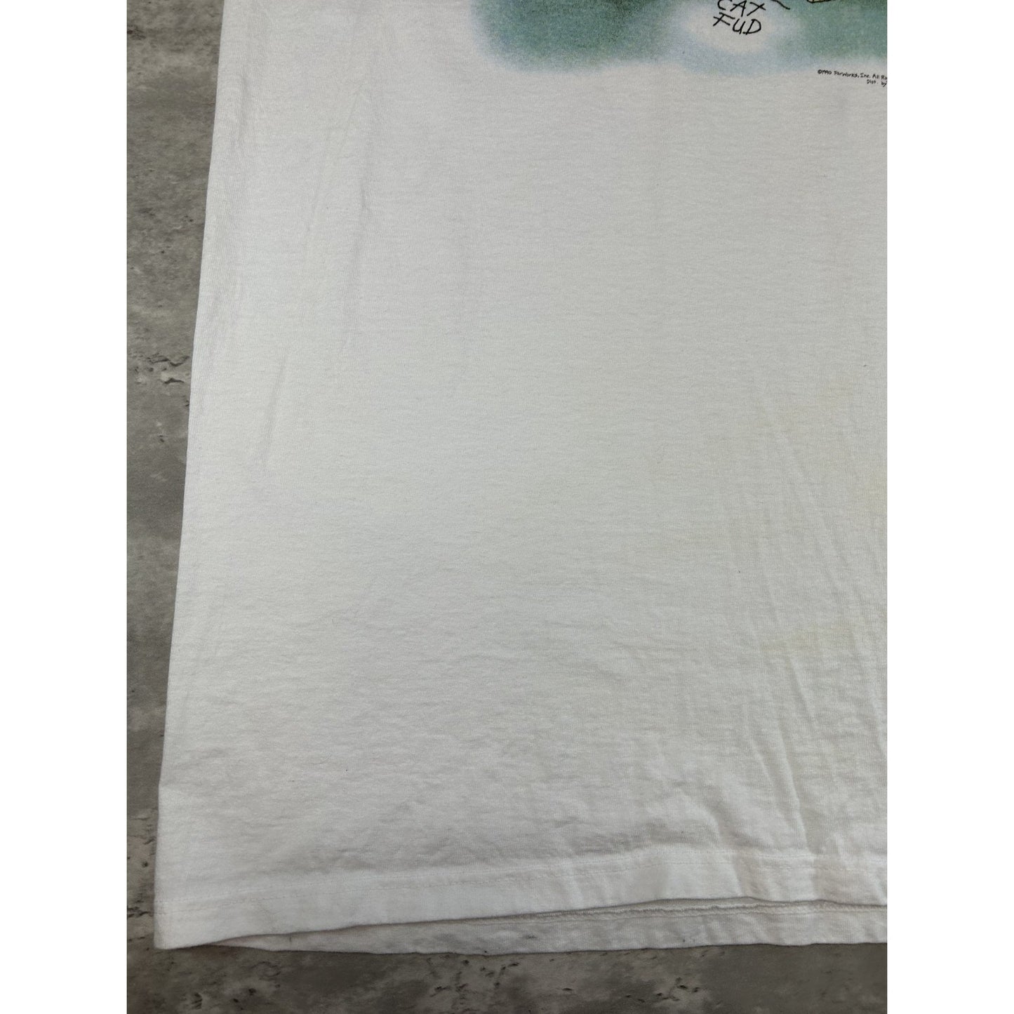 Vintage 1990 Cat Fud Cartoon Comedy Graphic T-Shirt Size XL White