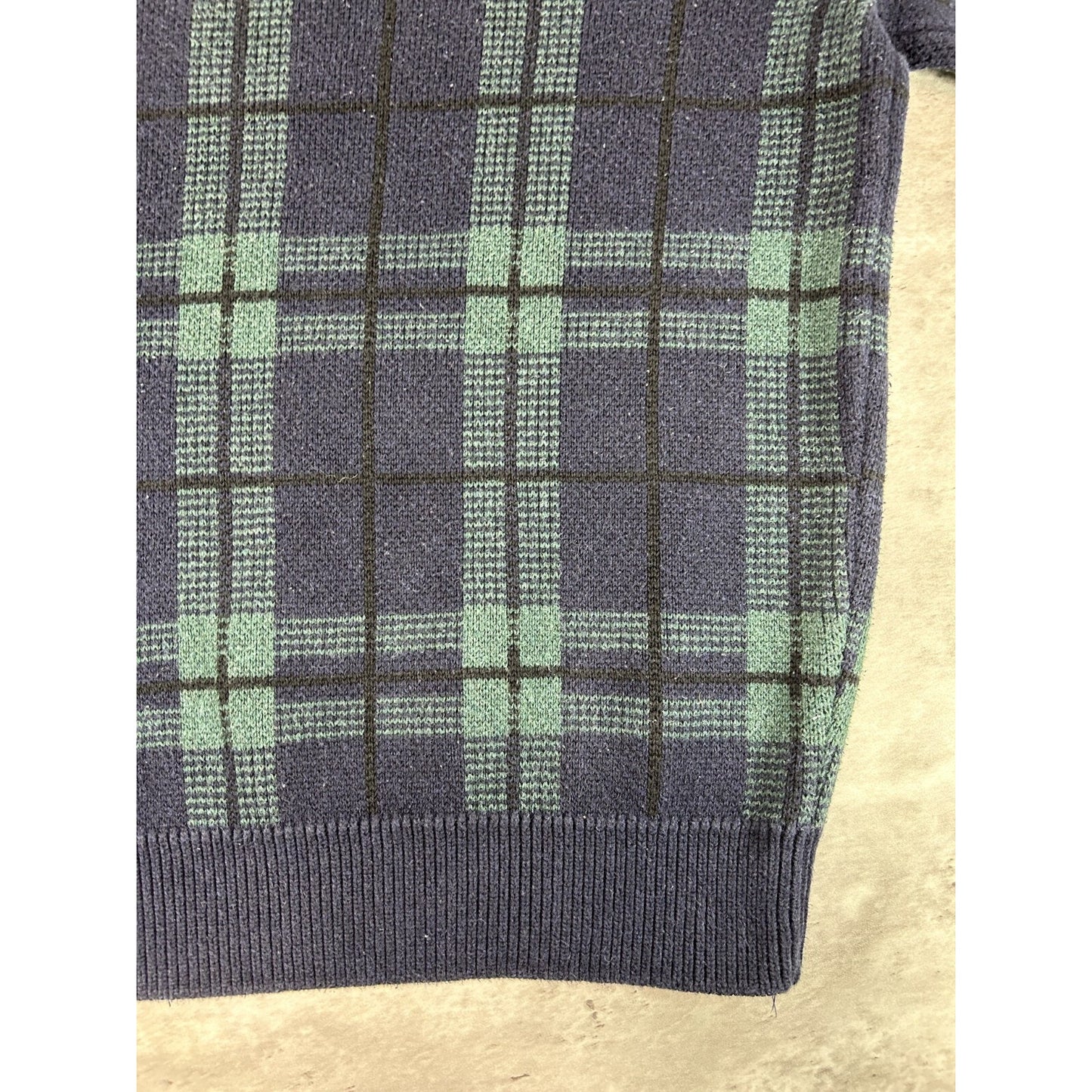 Vintage 90s Jos. A. Bank Plaid Print Pullover Ribbed Knit Sweater Size Large