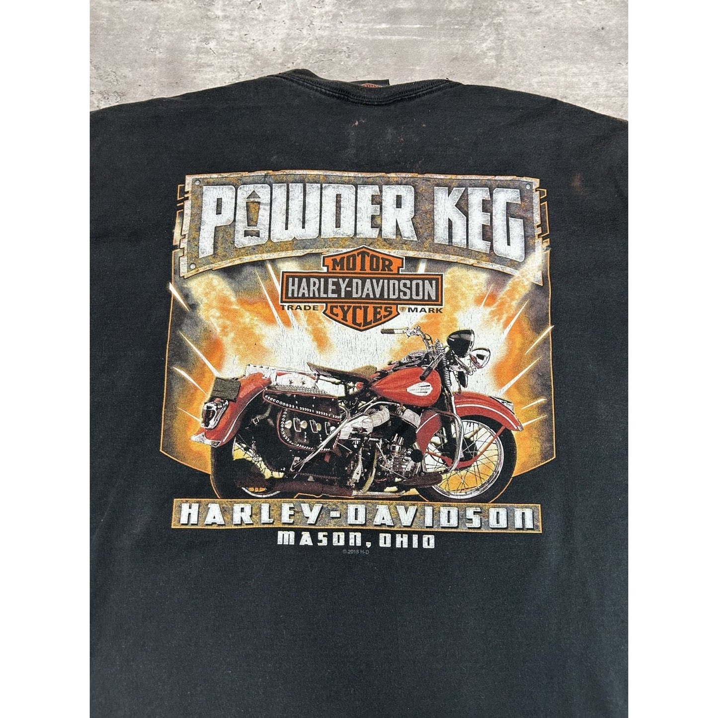 Harley Davidson Motorcycles #1 Powderkeg Graphic T-Shirt Size 2XL Black