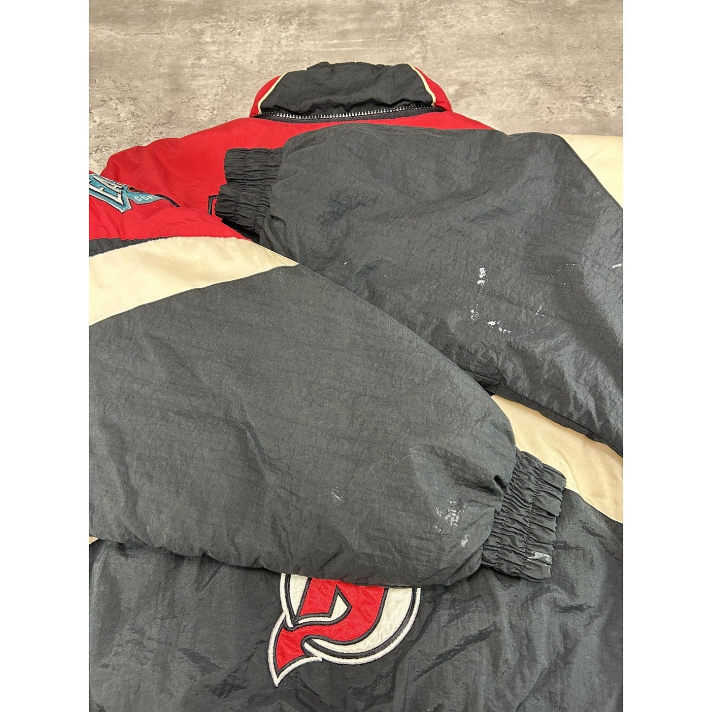 Vintage 90s New Jersey Devils NHL Embroidered Pro Player Insulated Jacket Sz XL