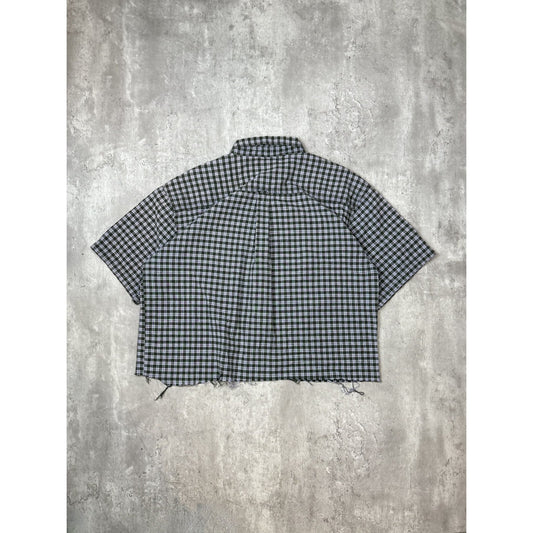 Vintage Genuine Sonoma Embroidered Logo Plaid Cropped Button Up Shirt Size Large