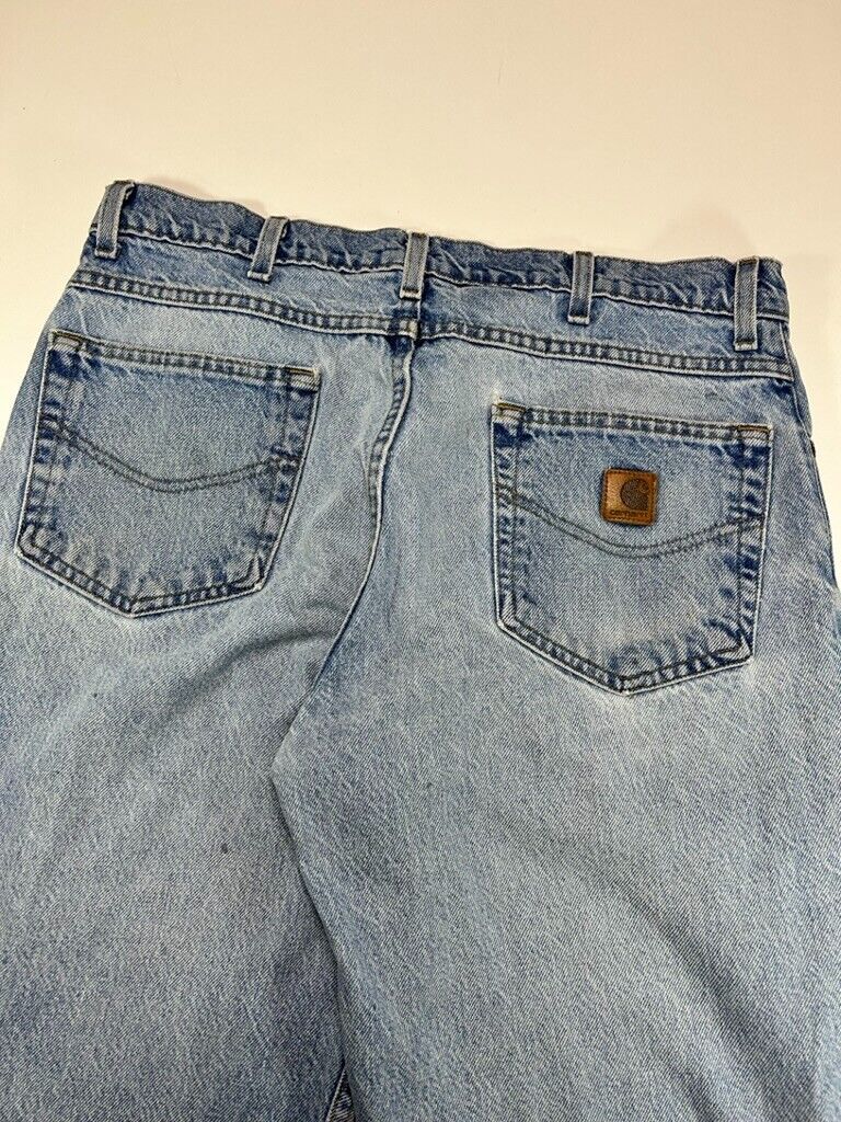 Vintage 90s Carhartt Light Wash Denim Workwear Pants Size 35
