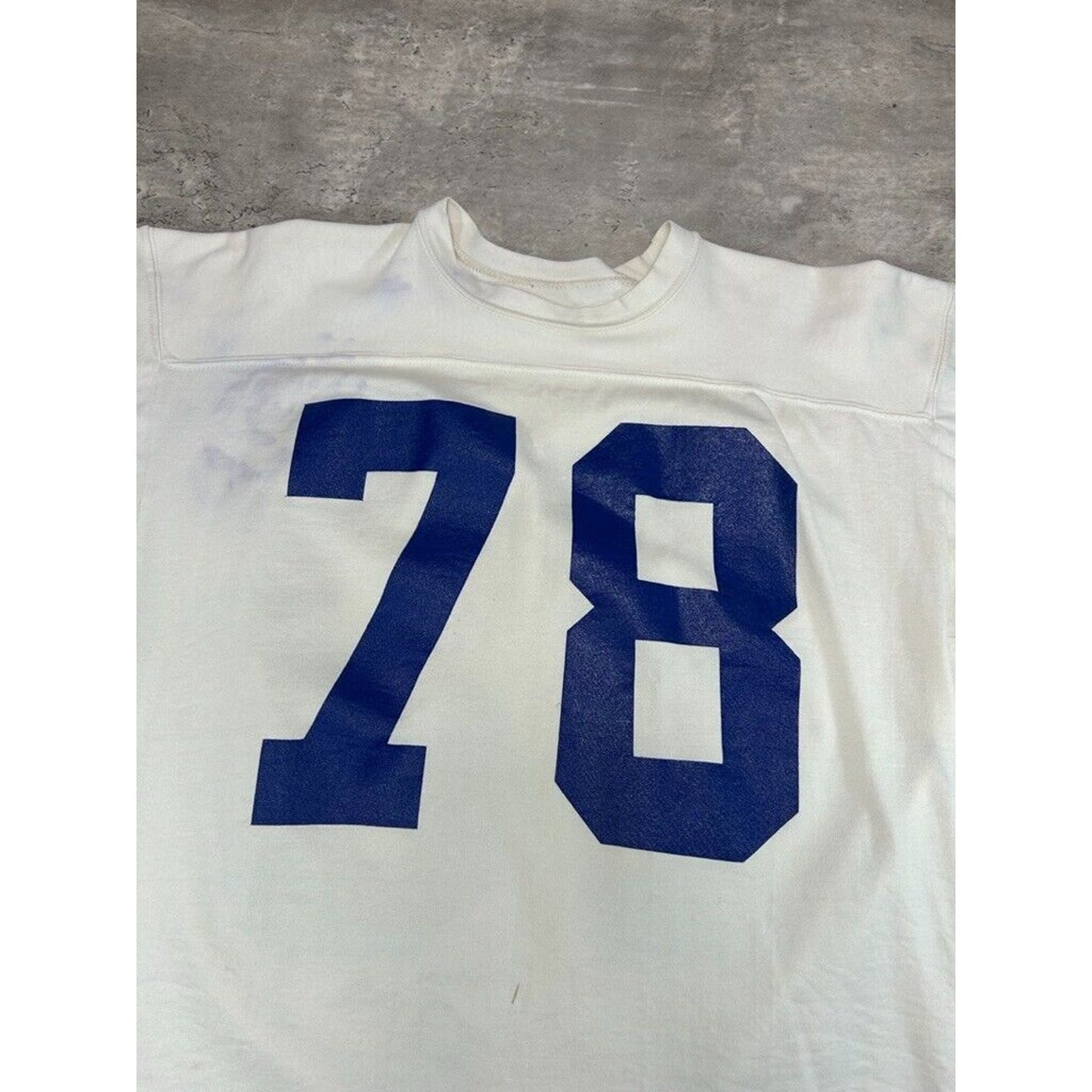 Vintage 1950s/1960s #78 Two Tone Football Jersey T-Shirt Size XL White/Blue