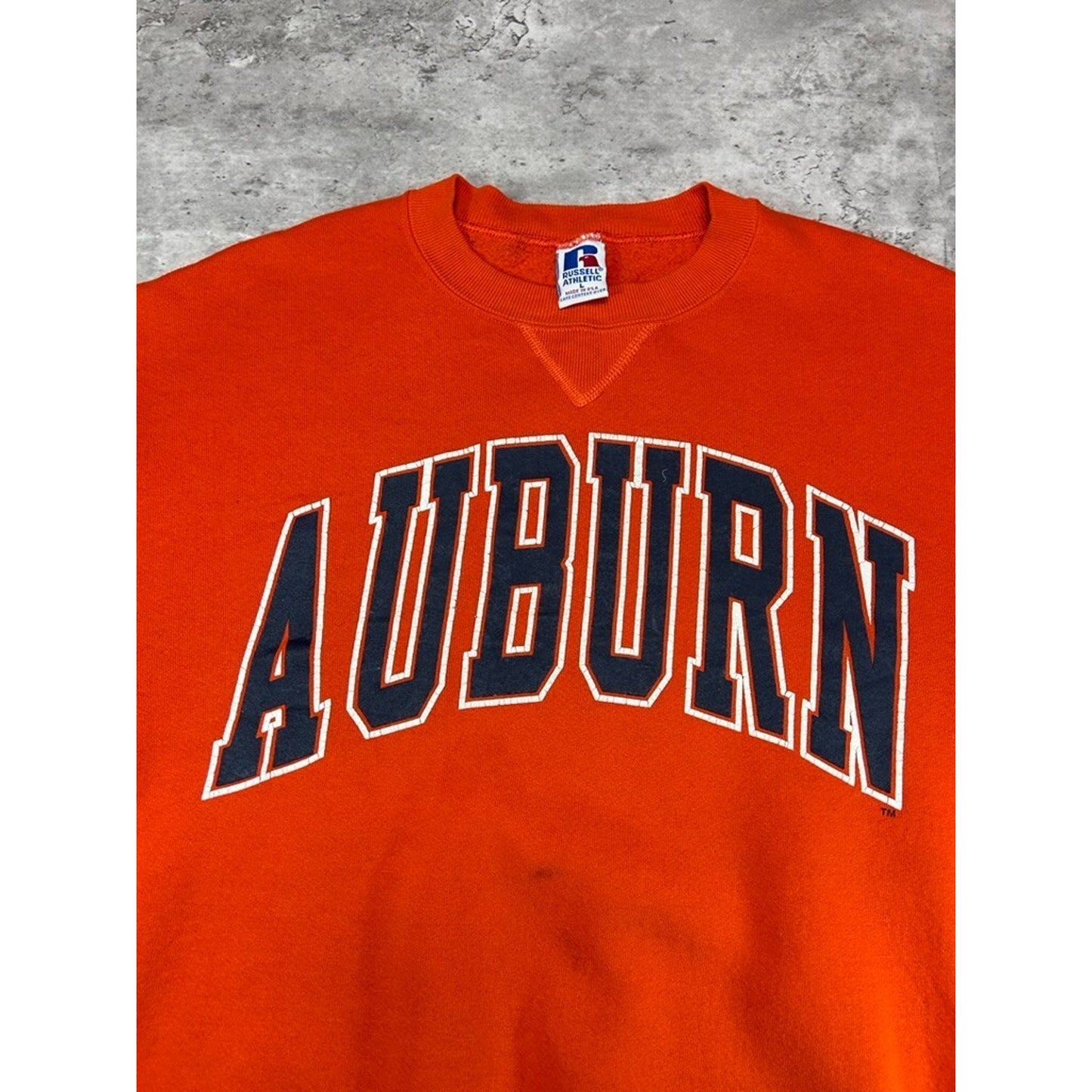 Vintage 90s Auburn Tigers NCAA Collegiate Arc Spellout Sweatshirt Size Large