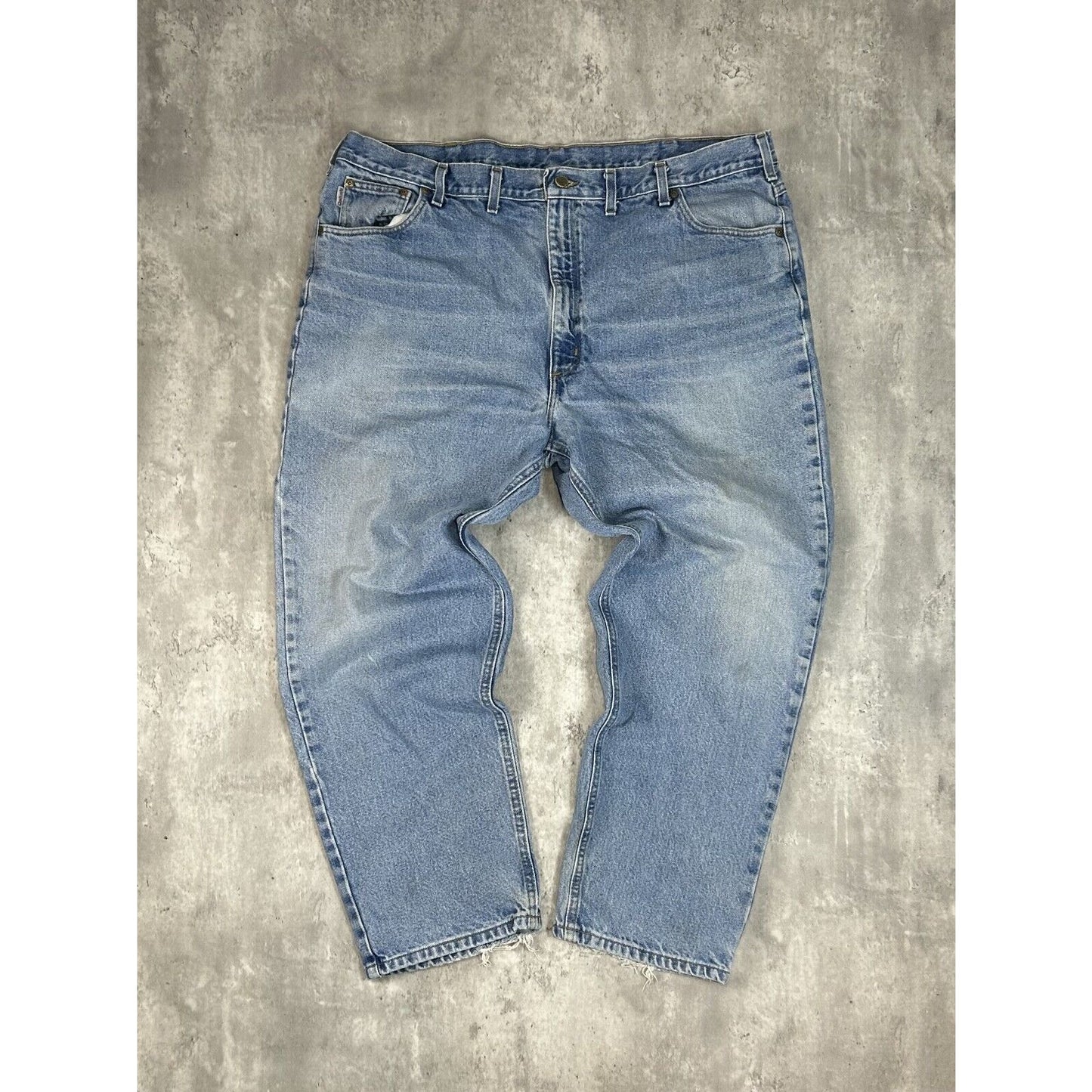 Vintage Carhartt Traditional Fit Light Wash Workwear Denim Pants Size 45 Blue
